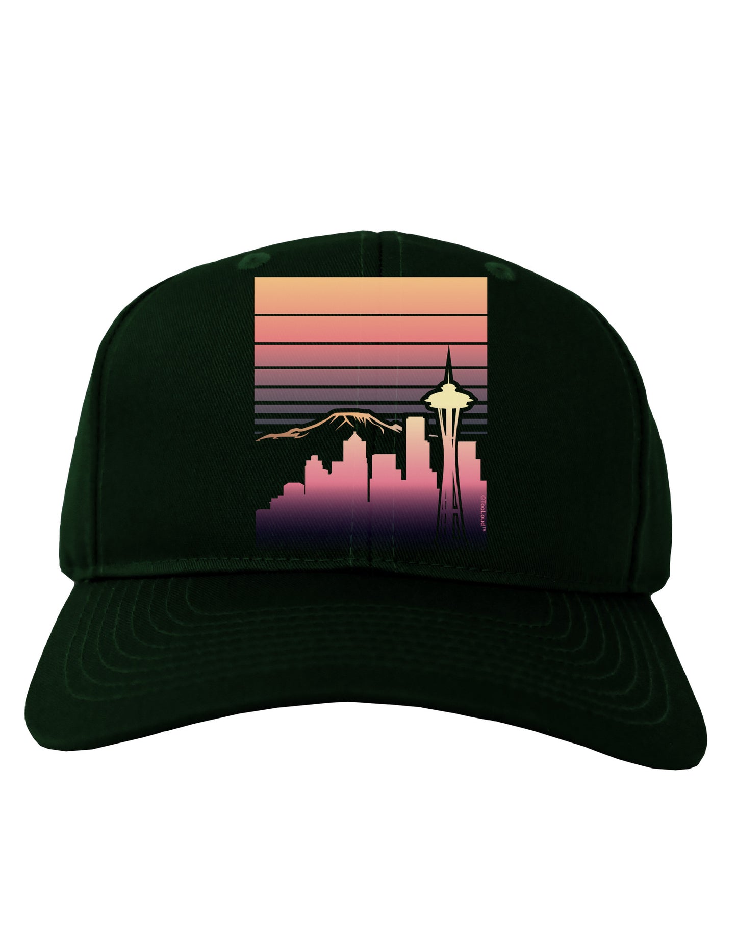 Seattle Skyline Sunrise Adult Dark Baseball Cap Hat-Baseball Cap-TooLoud-Hunter-Green-One Size-Davson Sales