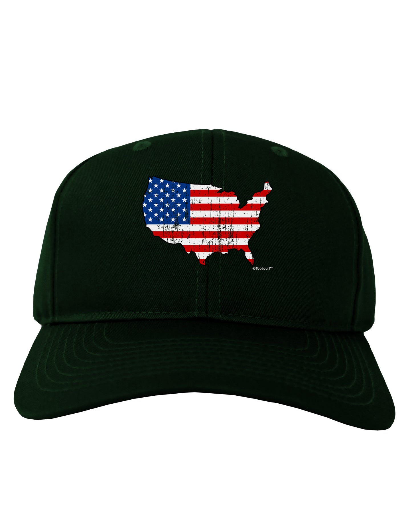 United States Cutout - American Flag Distressed Adult Dark Baseball Cap Hat by TooLoud-Baseball Cap-TooLoud-Hunter-Green-One Size-Davson Sales