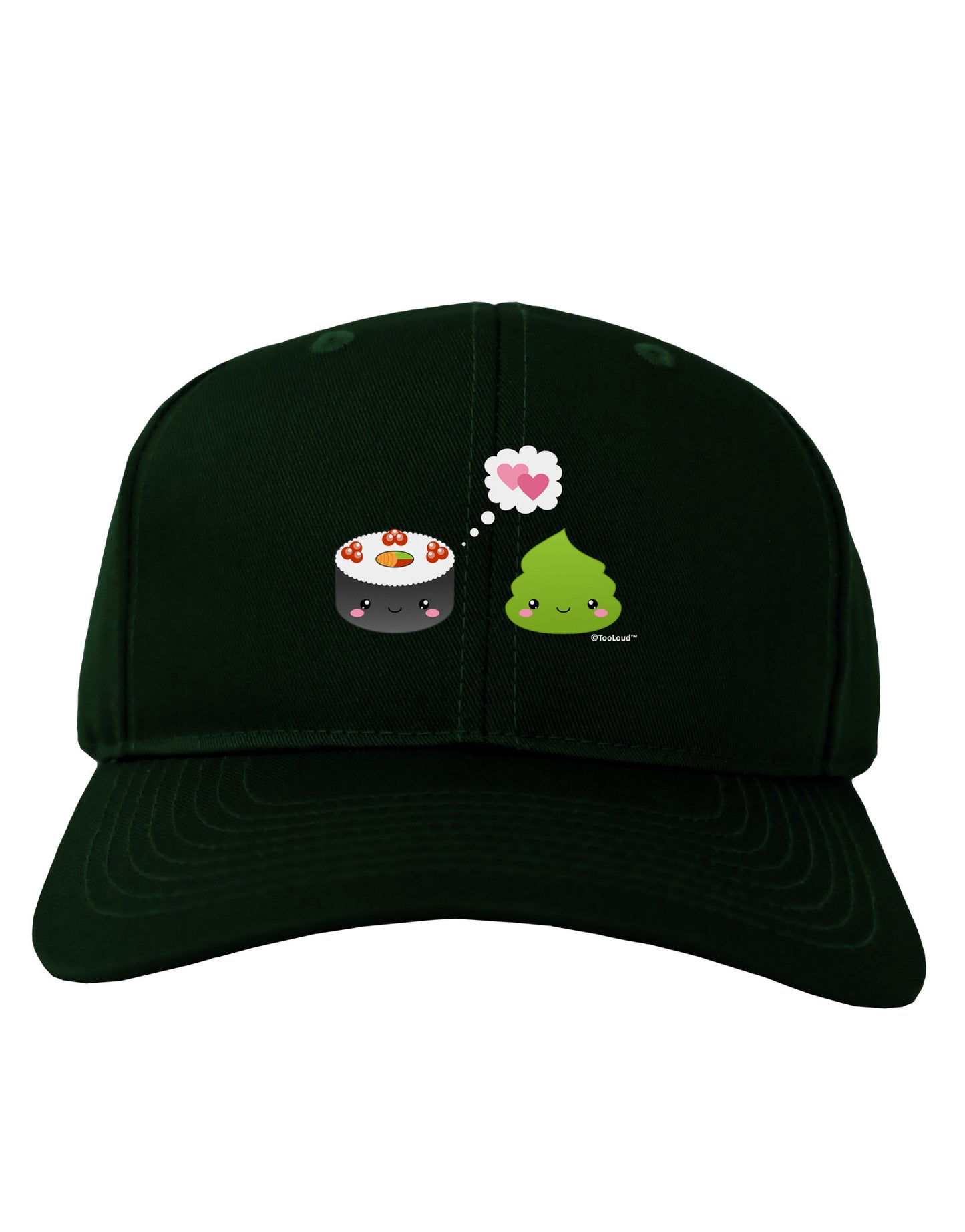Cute Sushi and Wasabi Love Adult Dark Baseball Cap Hat by TooLoud-Baseball Cap-TooLoud-Hunter-Green-One Size-Davson Sales