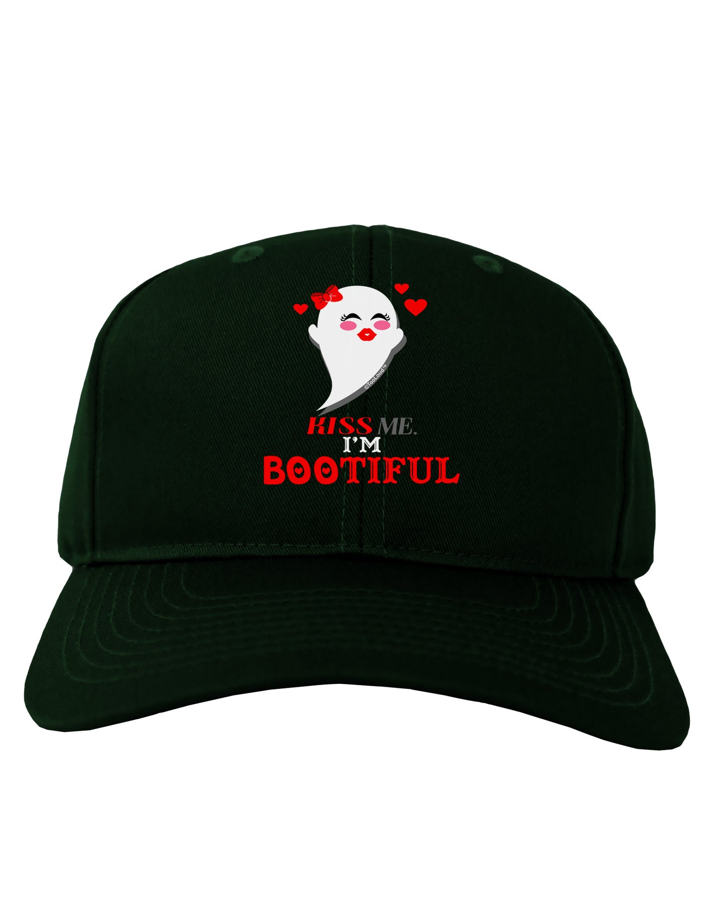 Kiss Me BOOtiful Ghost Red Adult Dark Baseball Cap Hat-Baseball Cap-TooLoud-Hunter-Green-One Size-Davson Sales