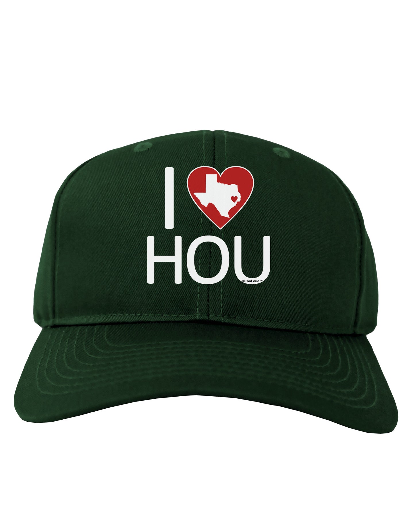 I Heart Houston Adult Dark Baseball Cap Hat-Baseball Cap-TooLoud-Hunter-Green-One Size-Davson Sales