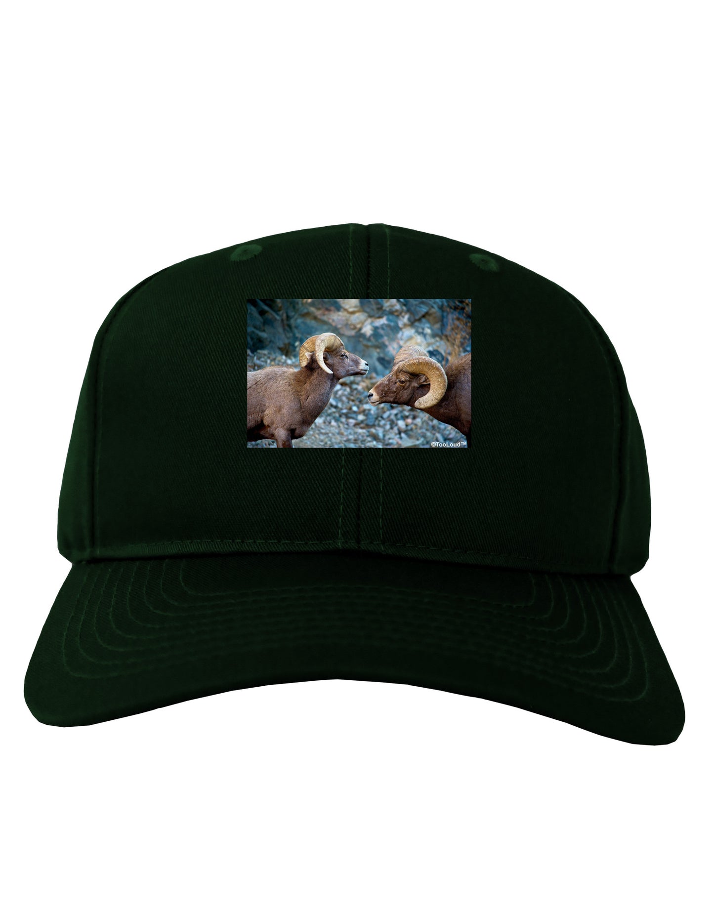 Two Bighorn Rams Adult Dark Baseball Cap Hat-Baseball Cap-TooLoud-Hunter-Green-One Size-Davson Sales