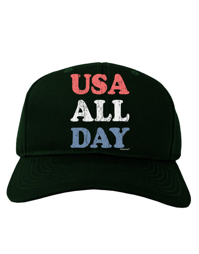 USA All Day - Distressed Patriotic Design Adult Dark Baseball Cap Hat by TooLoud-Baseball Cap-TooLoud-Hunter-Green-One Size-Davson Sales