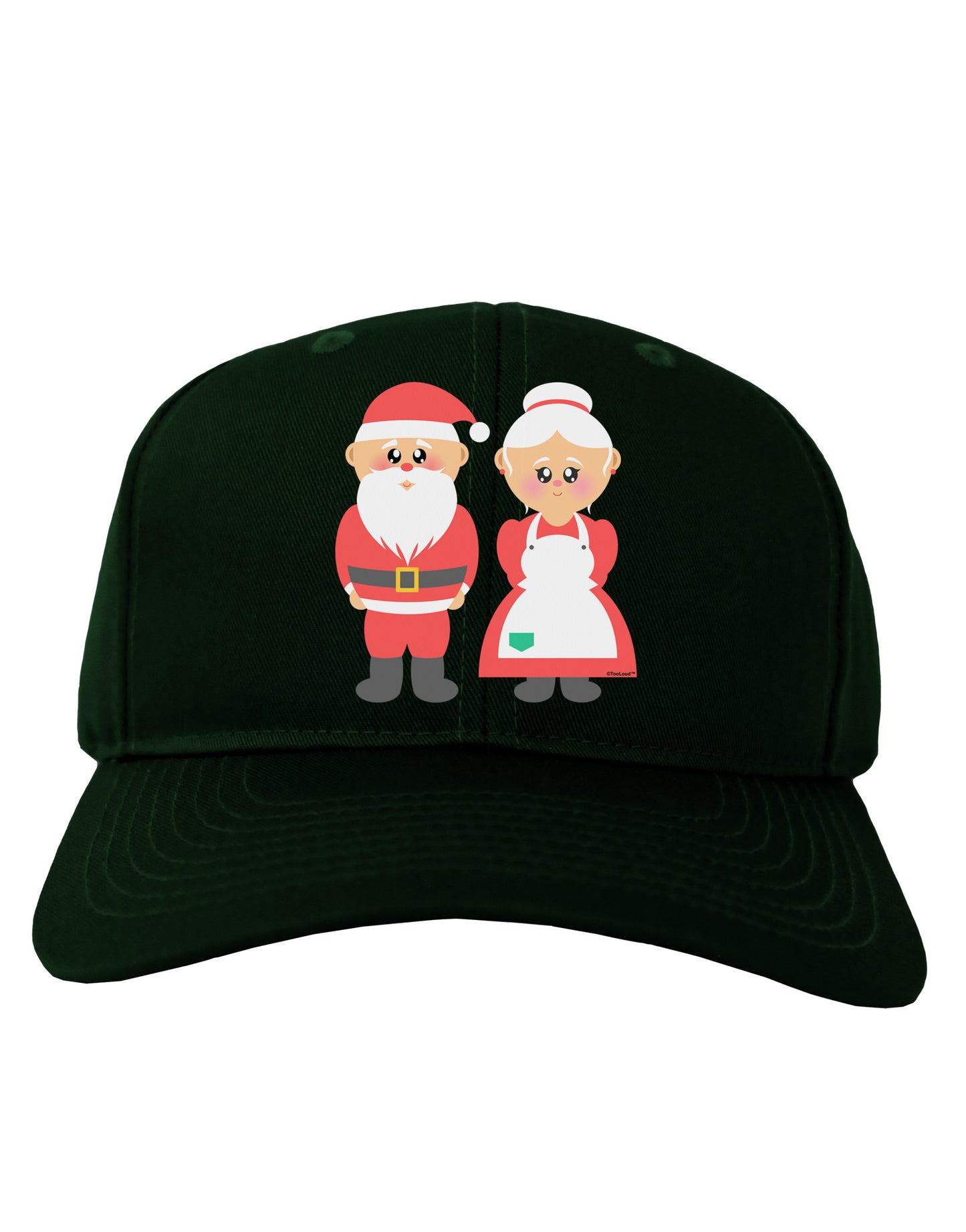 Cute Mr and Mrs Santa Claus Couple Christmas Adult Dark Baseball Cap Hat-Baseball Cap-TooLoud-Hunter-Green-One Size-Davson Sales