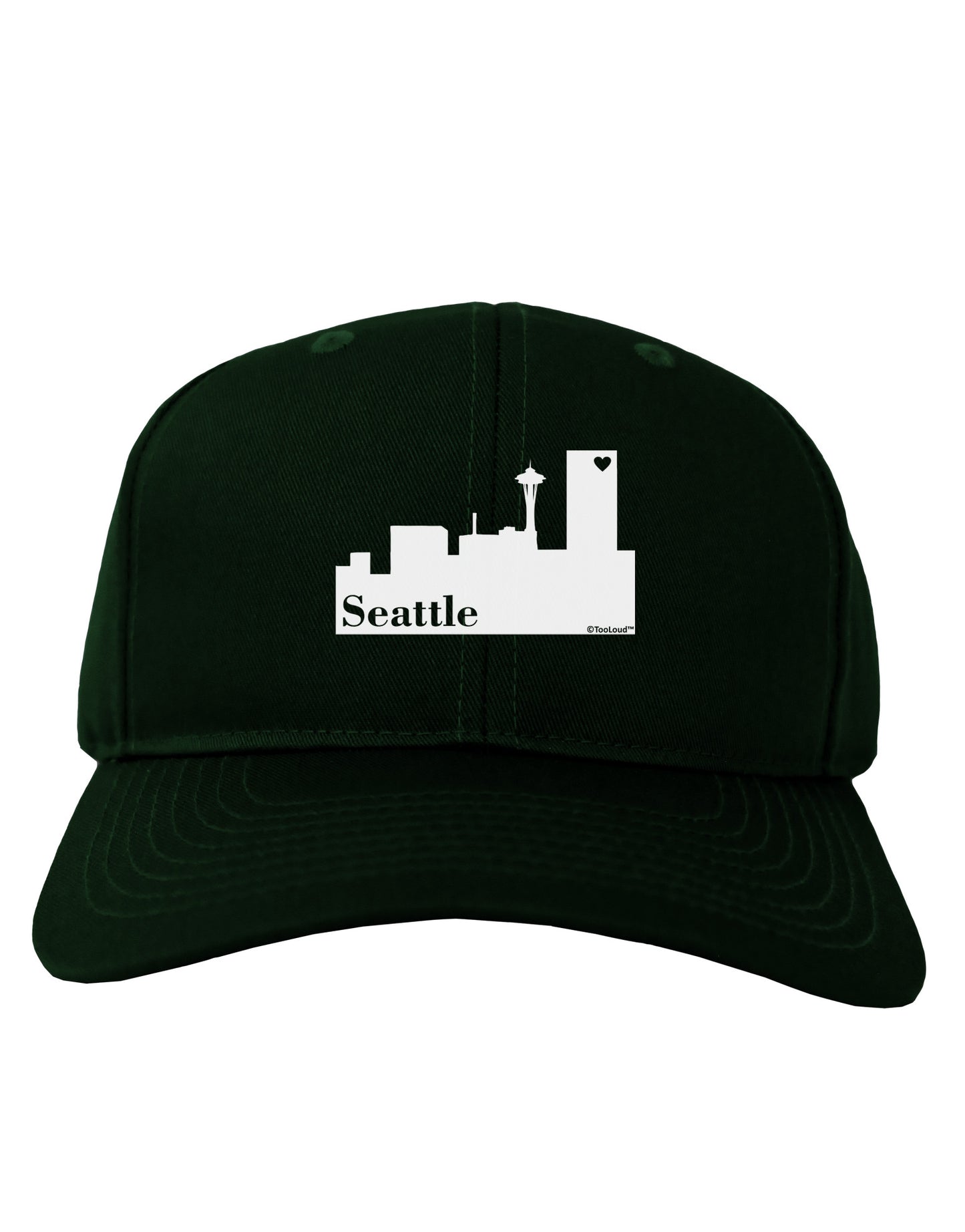 Seattle Skyline with Space Needle Adult Dark Baseball Cap Hat by TooLoud-Baseball Cap-TooLoud-Hunter-Green-One Size-Davson Sales