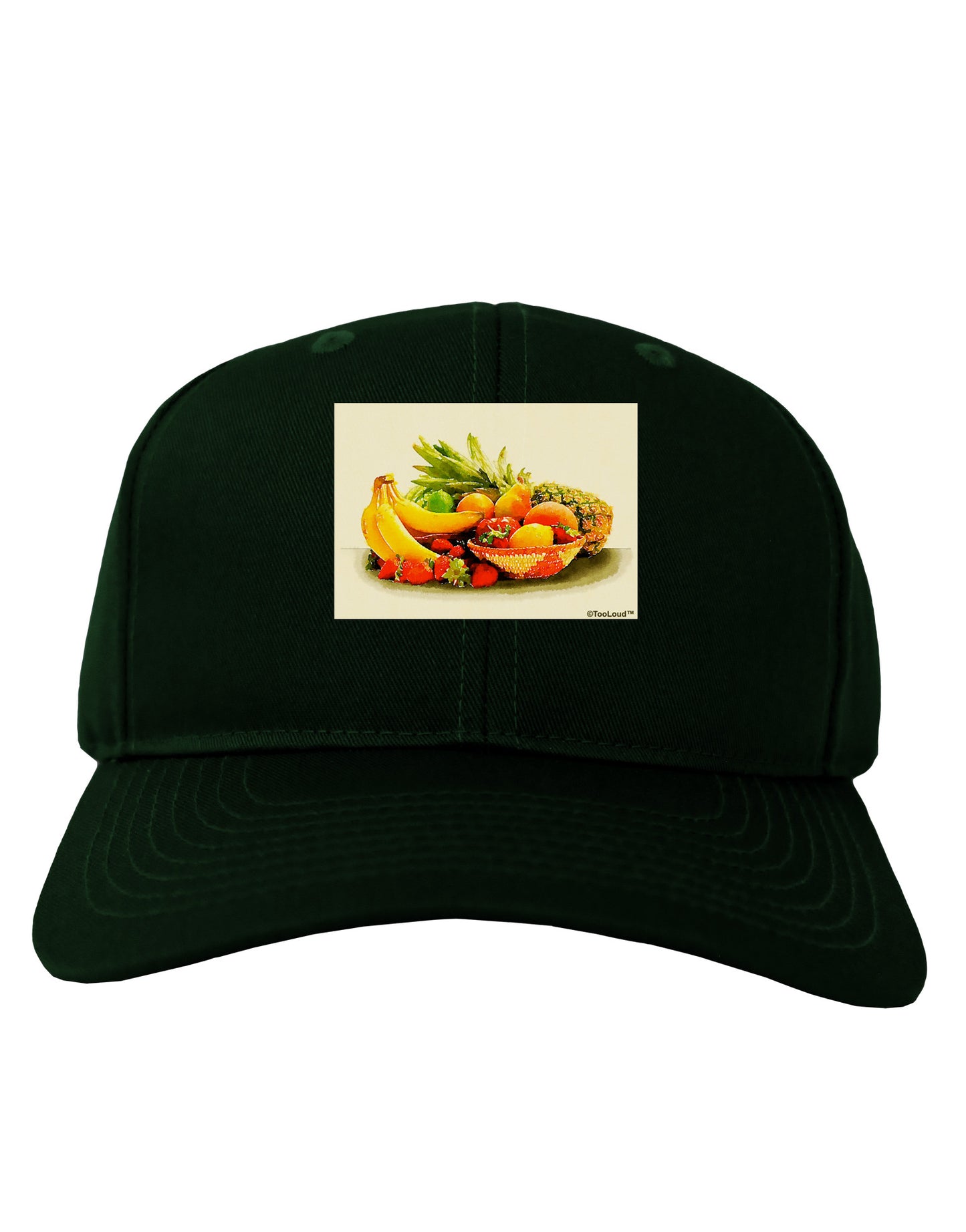 Watercolor Fruit Bowl 2 Adult Dark Baseball Cap Hat-Baseball Cap-TooLoud-Hunter-Green-One Size-Davson Sales