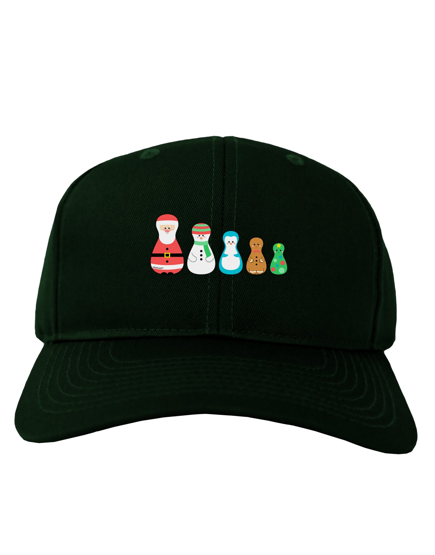 Cute Christmas Matryoshka Nesting Dolls Adult Dark Baseball Cap Hat-Baseball Cap-TooLoud-Hunter-Green-One Size-Davson Sales