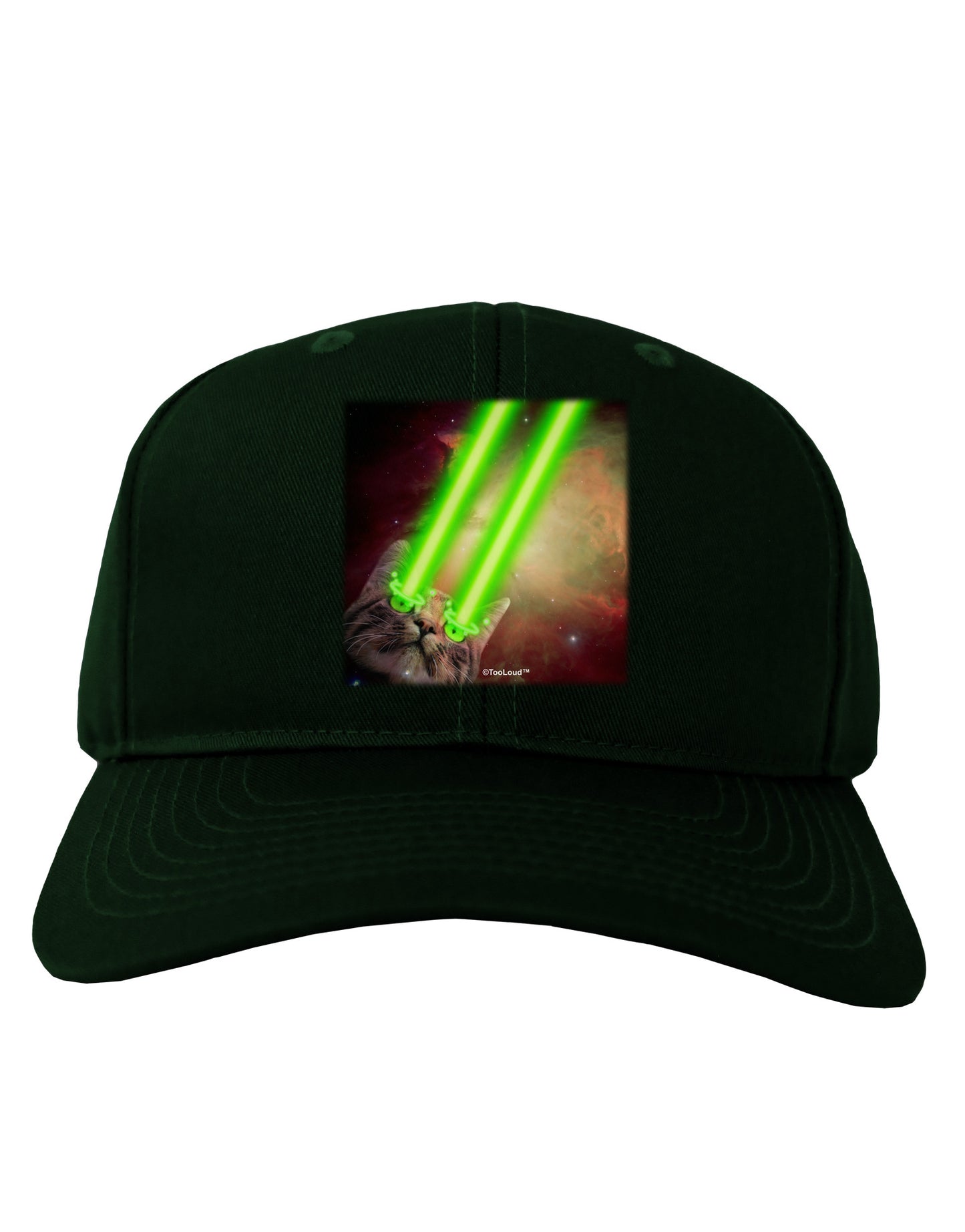 Laser Eyes Cat in Space Design Adult Dark Baseball Cap Hat by TooLoud-Baseball Cap-TooLoud-Hunter-Green-One Size-Davson Sales