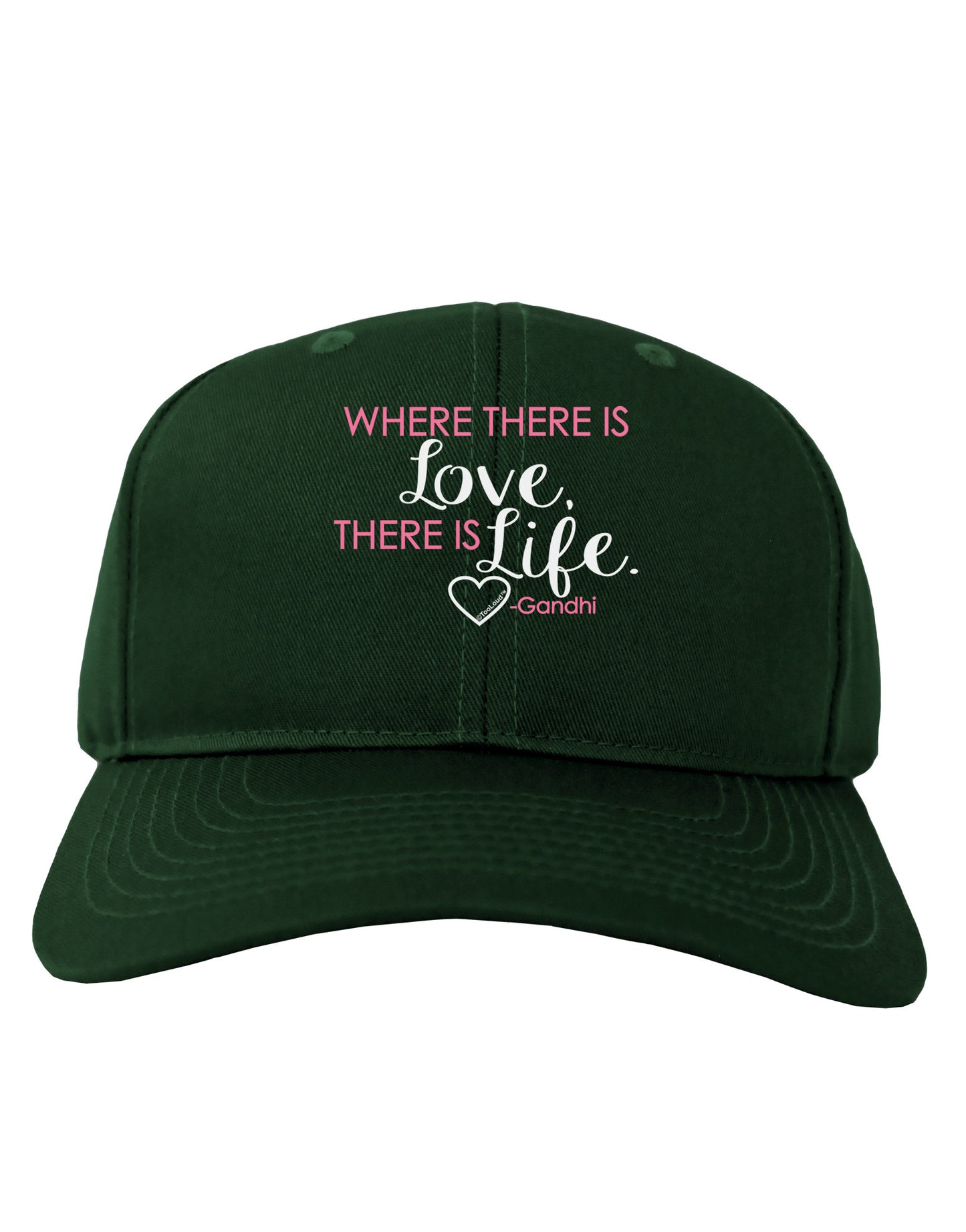 TooLoud Where There Is Love Gandhi Adult Dark Baseball Cap Hat-Baseball Cap-TooLoud-Hunter-Green-One Size-Davson Sales