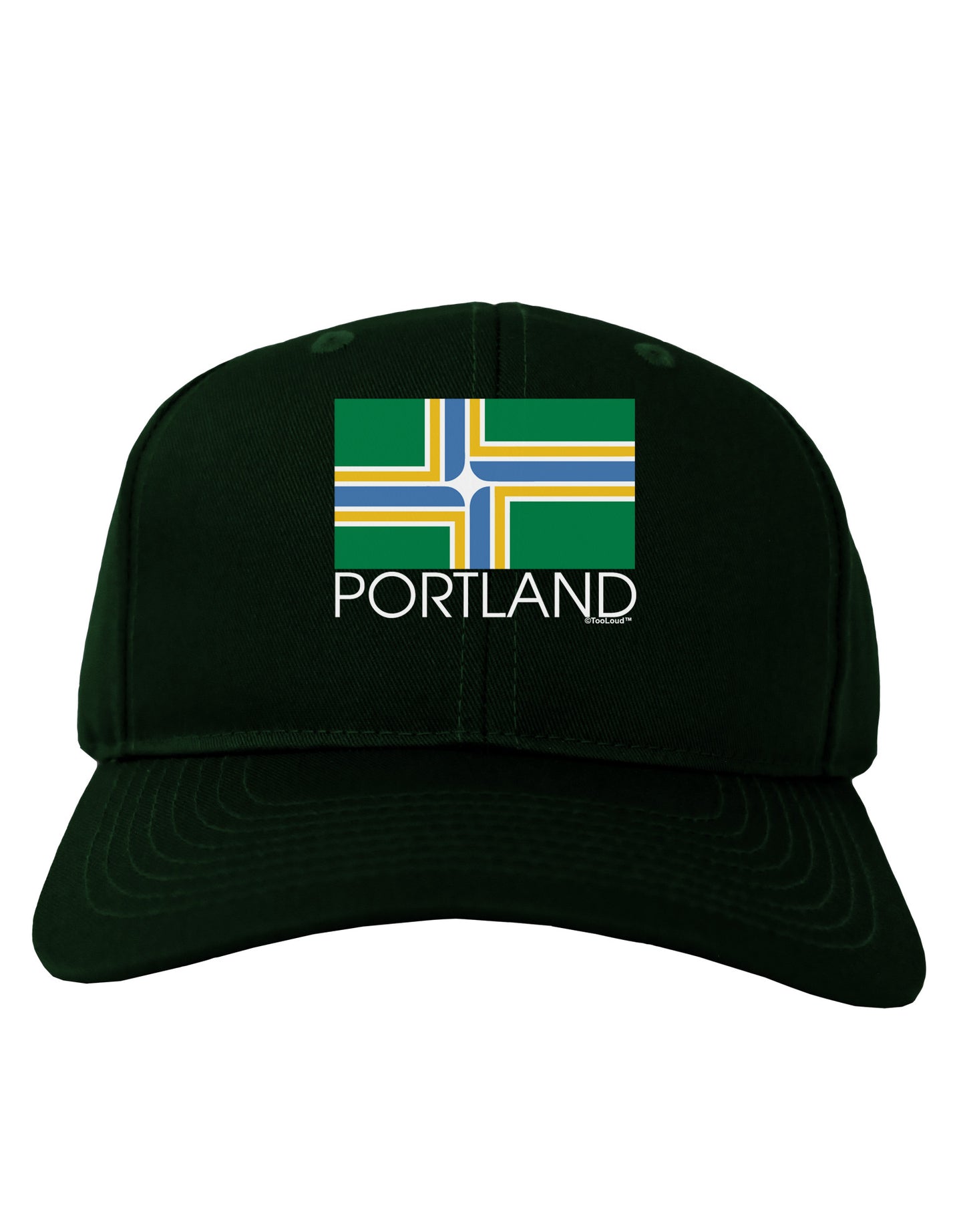 Portland Oregon Flag Text Adult Dark Baseball Cap Hat-Baseball Cap-TooLoud-Hunter-Green-One Size-Davson Sales