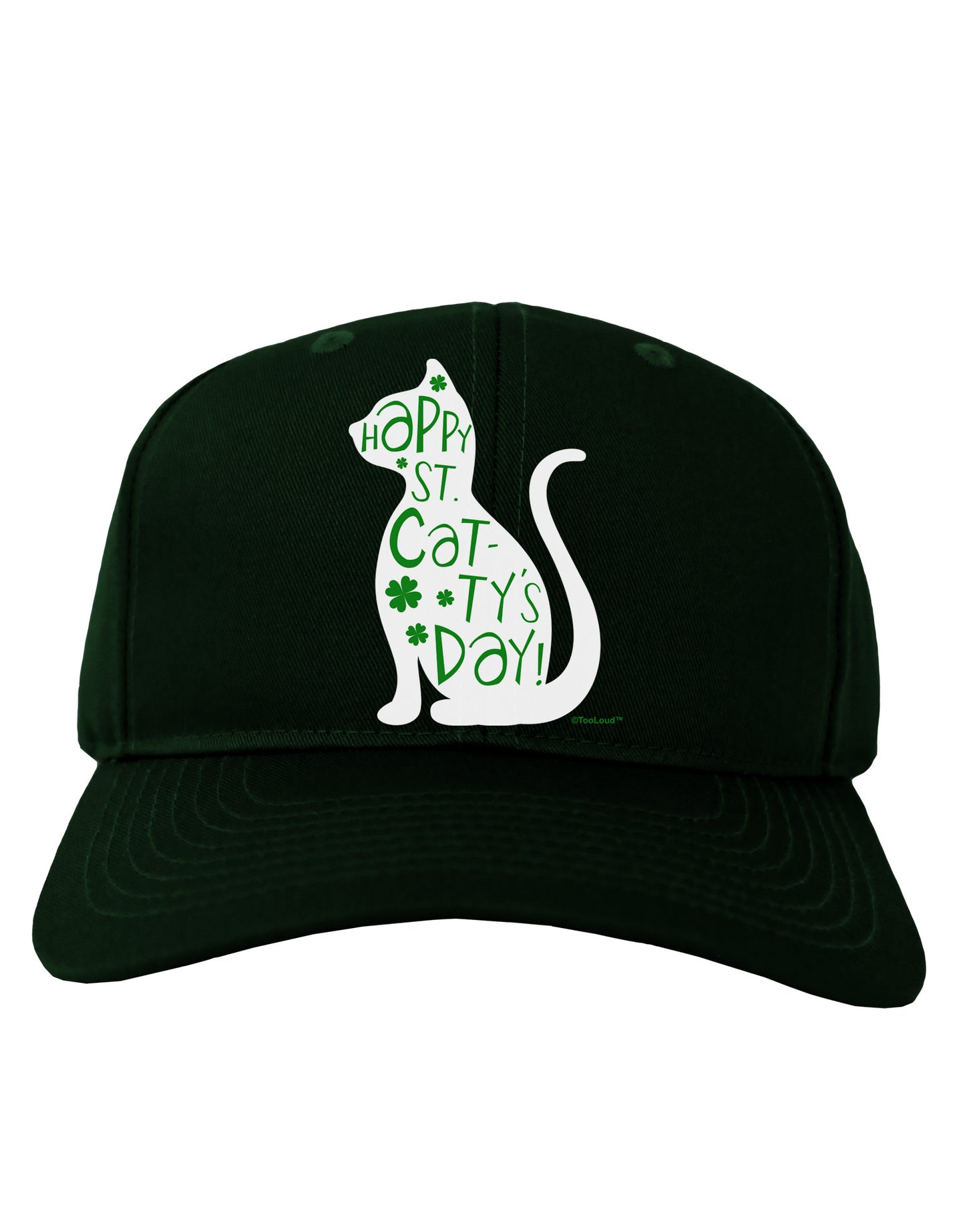 Happy St. Catty's Day - St. Patrick's Day Cat Adult Dark Baseball Cap Hat by TooLoud-Baseball Cap-TooLoud-Hunter-Green-One Size-Davson Sales