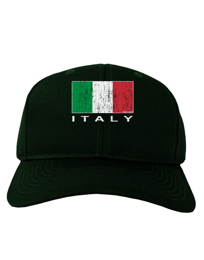 Italian Flag - Italy Text Distressed Adult Dark Baseball Cap Hat by TooLoud-Baseball Cap-TooLoud-Hunter-Green-One Size-Davson Sales