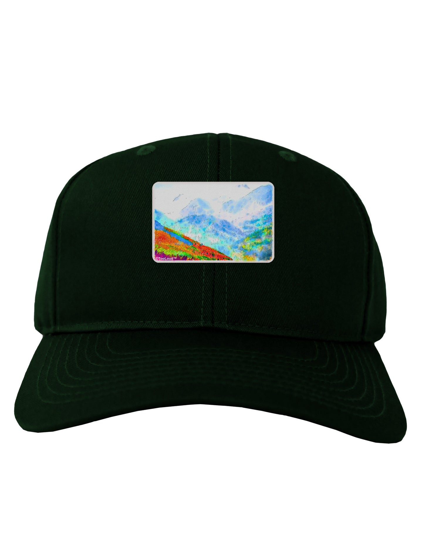 CO Fog Mountains Watercolor Adult Dark Baseball Cap Hat-Baseball Cap-TooLoud-Hunter-Green-One Size-Davson Sales