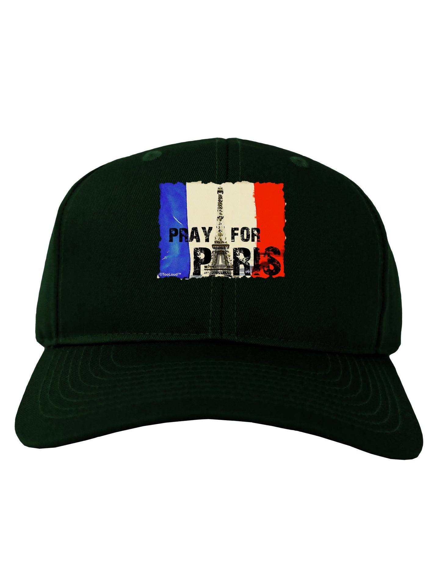 Pray For Paris Watercolor Adult Dark Baseball Cap Hat-Baseball Cap-TooLoud-Hunter-Green-One Size-Davson Sales