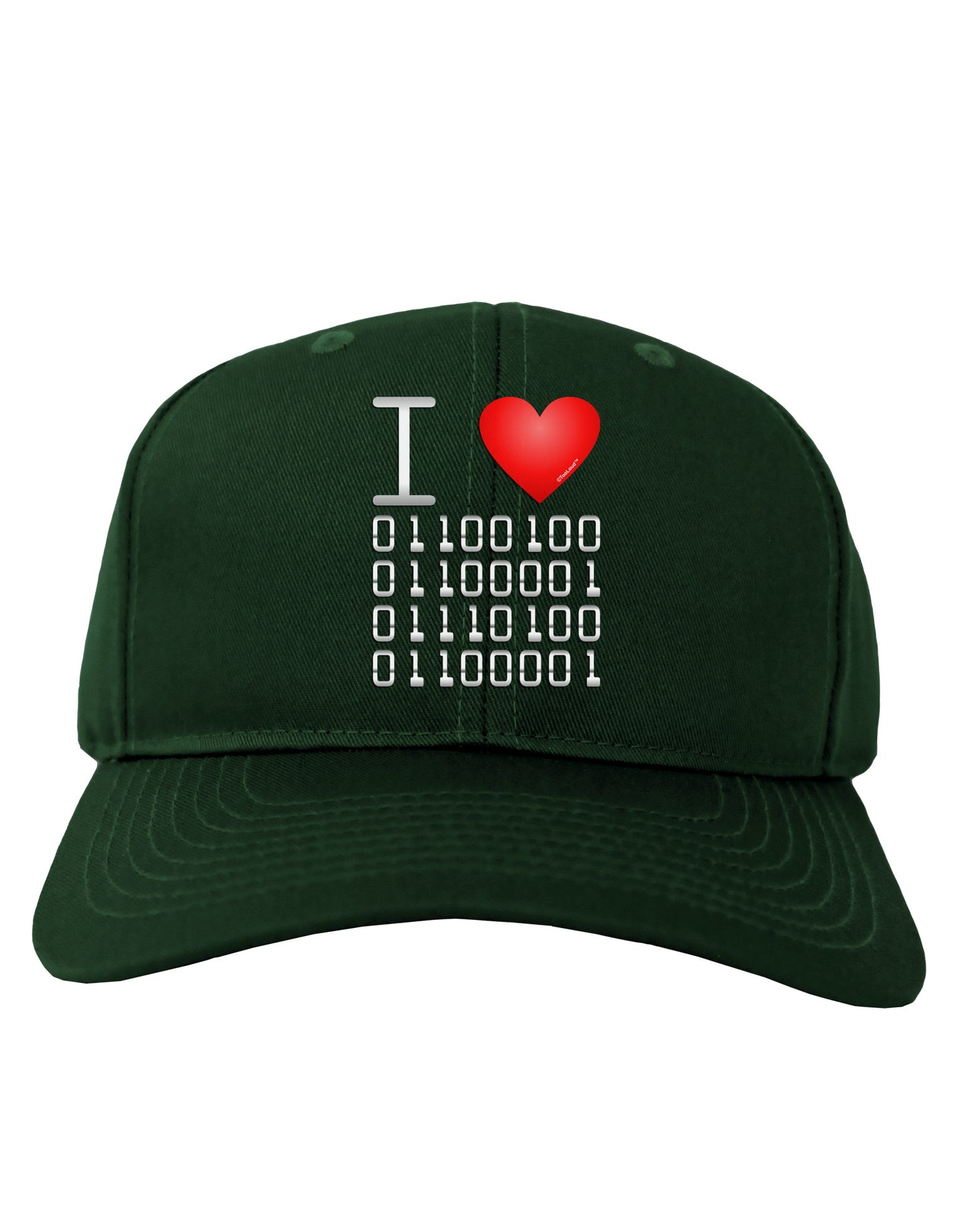 I Heart Binary Data Adult Dark Baseball Cap Hat-Baseball Cap-TooLoud-Hunter-Green-One Size-Davson Sales