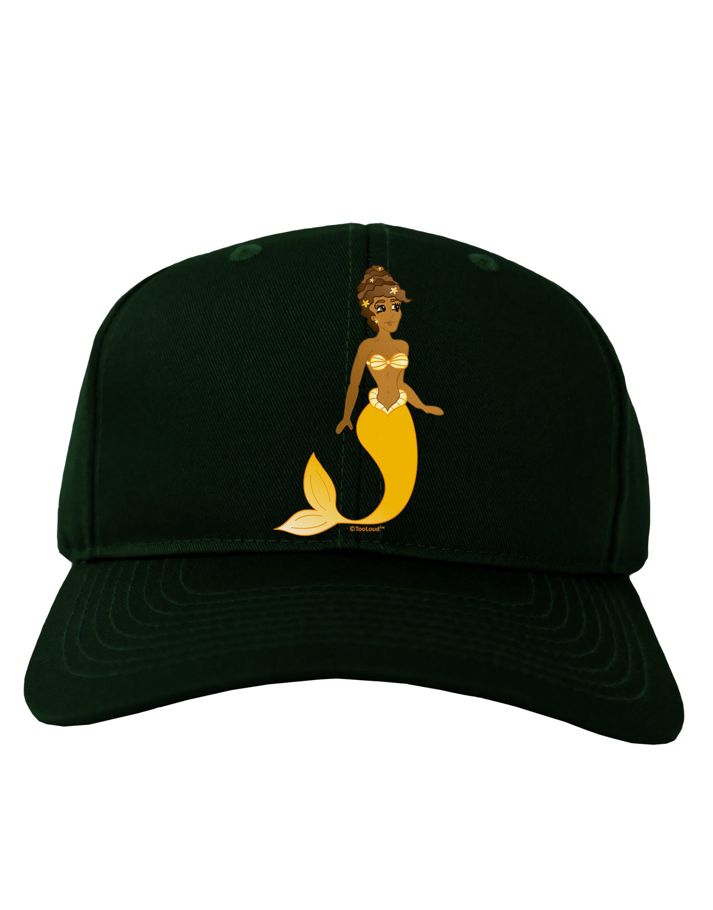Mermaid Design - Yellow Adult Dark Baseball Cap Hat-Baseball Cap-TooLoud-Hunter-Green-One Size-Davson Sales