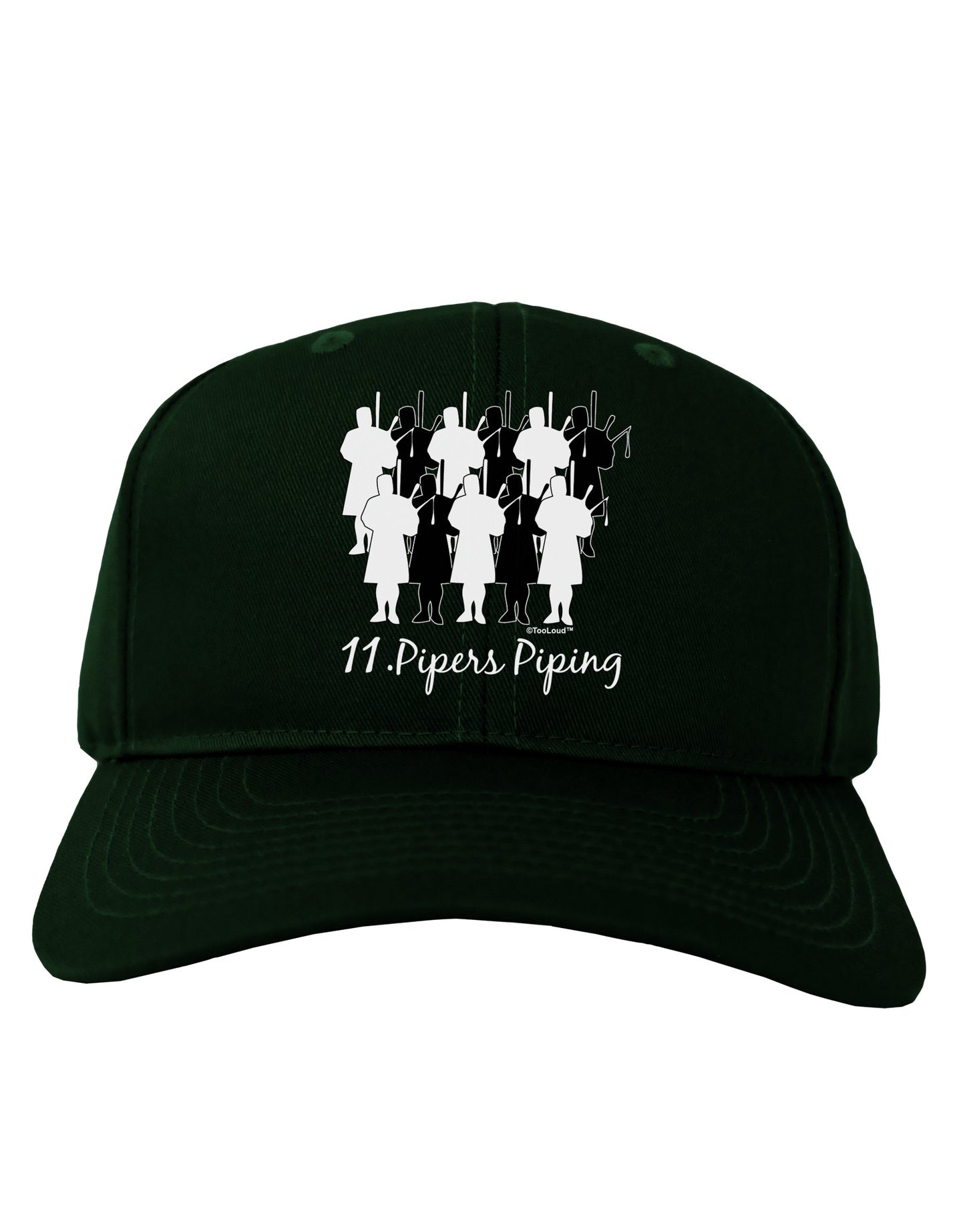 Eleven Pipers Piping Text Adult Dark Baseball Cap Hat-Baseball Cap-TooLoud-Hunter-Green-One Size-Davson Sales