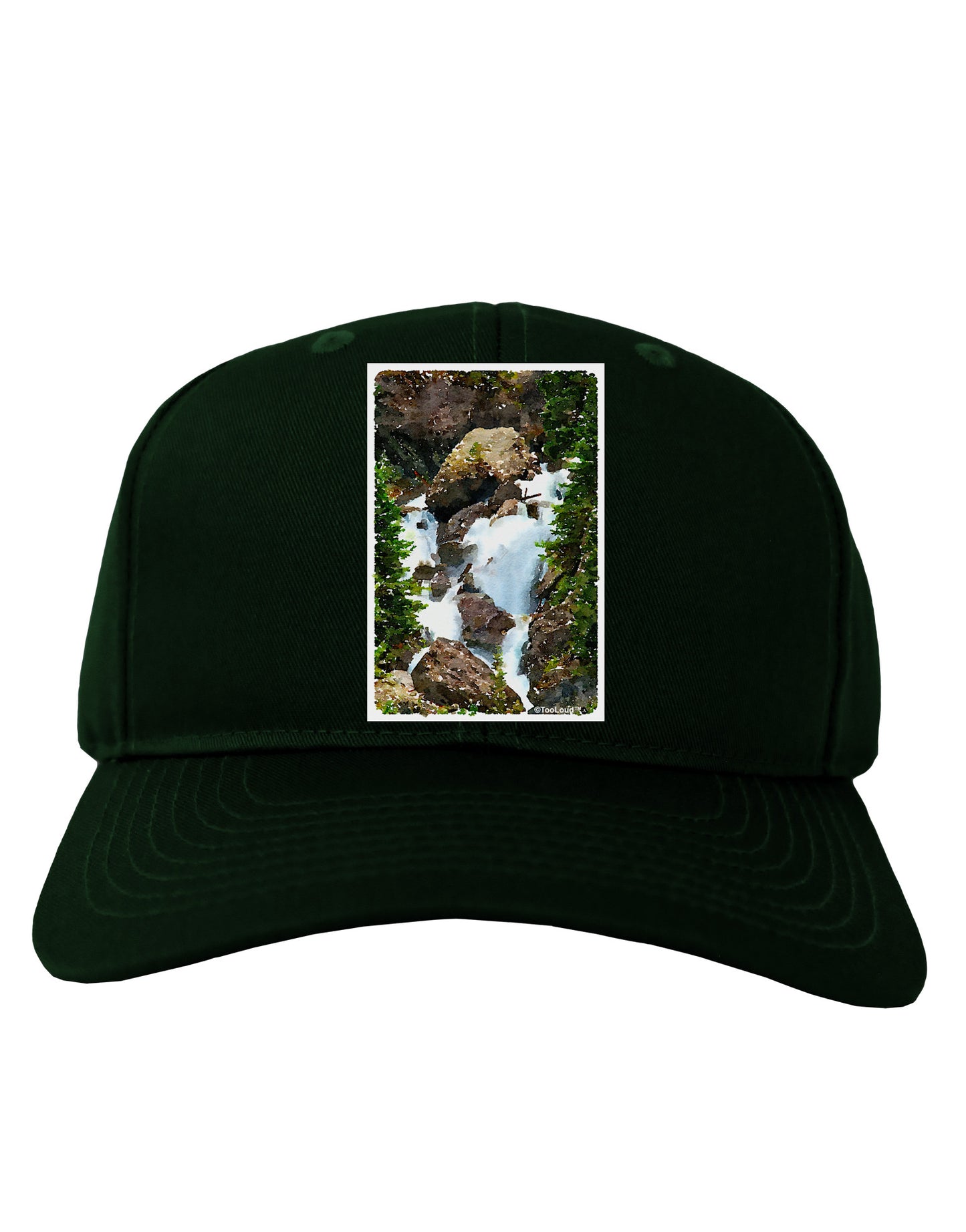 TooLoud Waterfall Watercolor Adult Dark Baseball Cap Hat-Baseball Cap-TooLoud-Hunter-Green-One Size-Davson Sales
