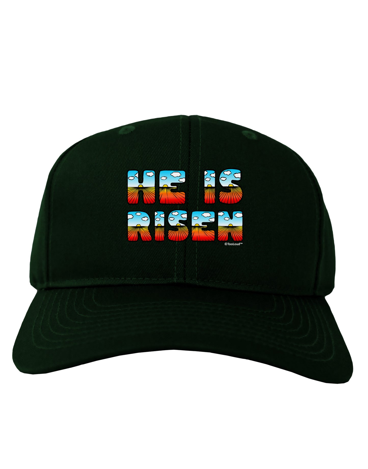 He Is Risen - Easter - Sunrise Letters Adult Dark Baseball Cap Hat-Baseball Cap-TooLoud-Hunter-Green-One Size-Davson Sales
