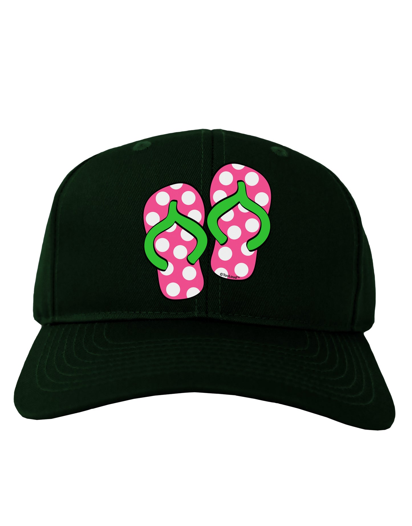 Cute Polka Dot Flip Flops - Pink and Green Adult Dark Baseball Cap Hat-Baseball Cap-TooLoud-Hunter-Green-One Size-Davson Sales