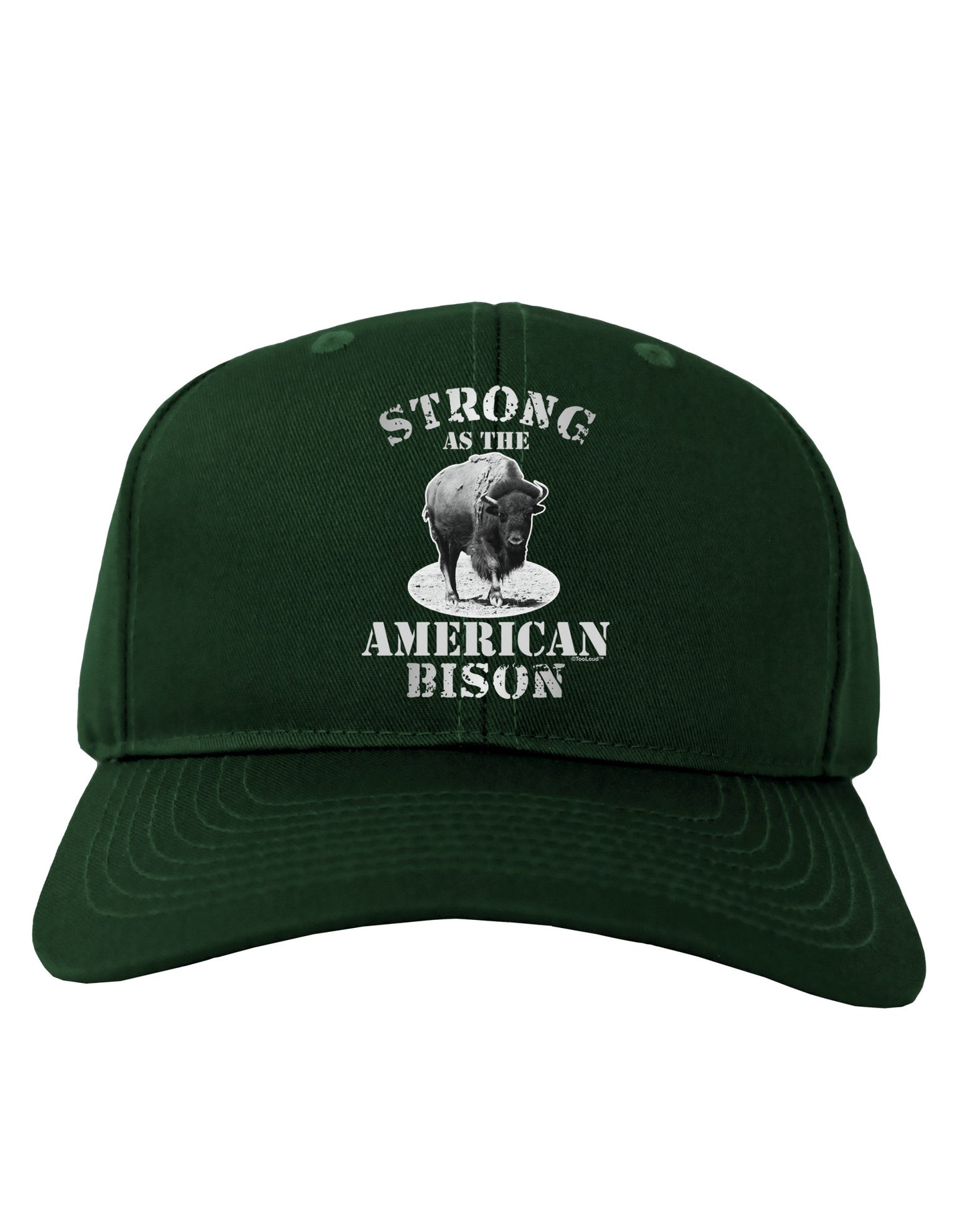 Strong Bison Text Adult Dark Baseball Cap Hat-Baseball Cap-TooLoud-Hunter-Green-One Size-Davson Sales