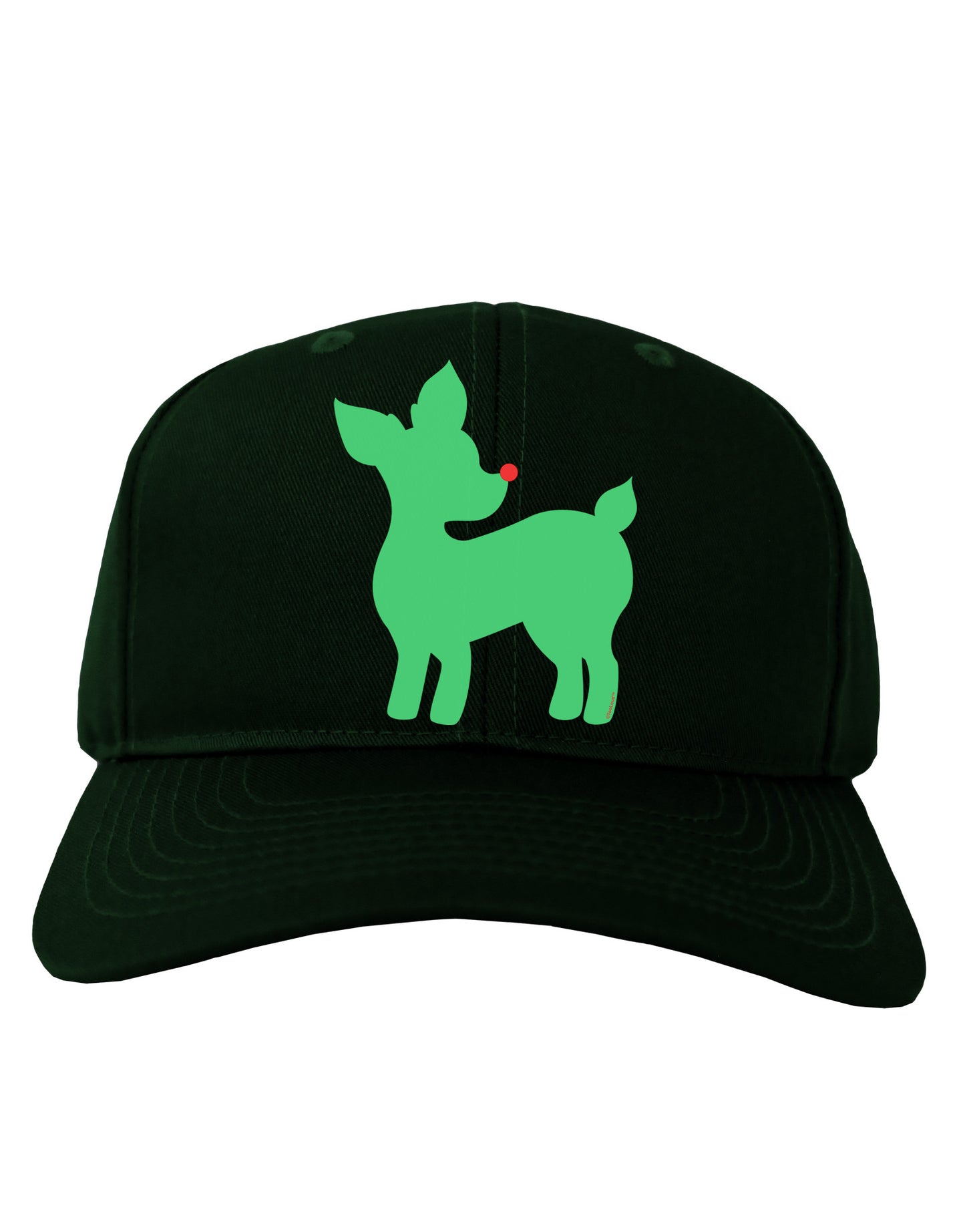 Cute Red and Green Rudolph - Christmas Adult Dark Baseball Cap Hat by TooLoud-Baseball Cap-TooLoud-Hunter-Green-One Size-Davson Sales