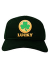 Shamrock Button - Lucky Adult Dark Baseball Cap Hat by TooLoud-Baseball Cap-TooLoud-Hunter-Green-One Size-Davson Sales