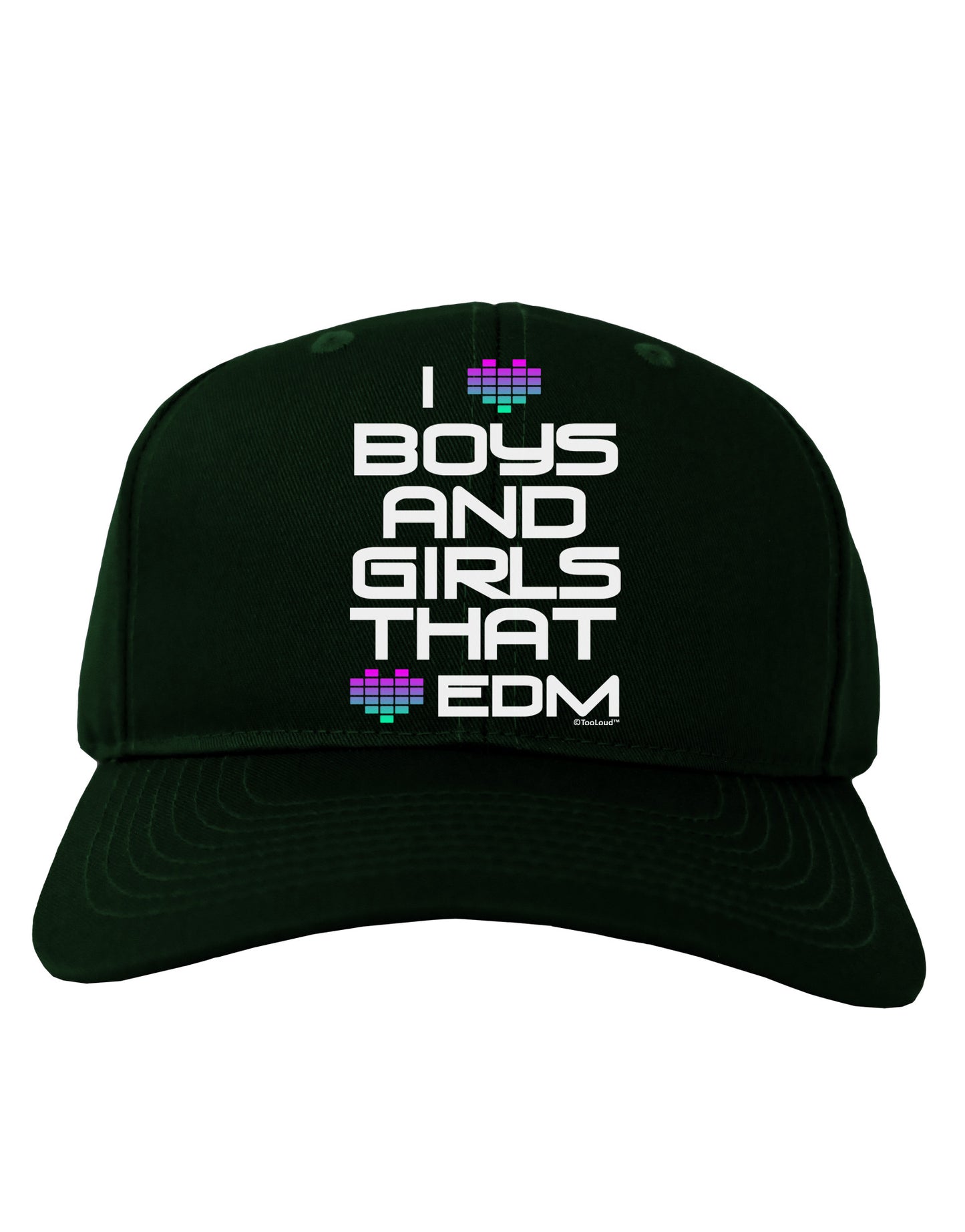 I Heart Boys and Girls That Heart EDM Adult Dark Baseball Cap Hat-Baseball Cap-TooLoud-Hunter-Green-One Size-Davson Sales