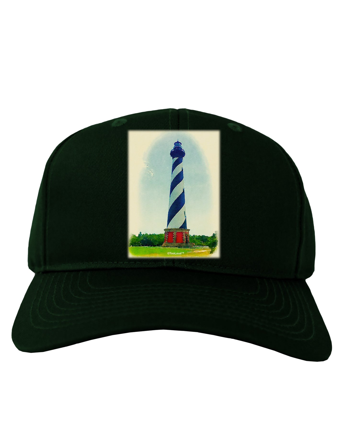 Watercolor Lighthouse 1 Adult Dark Baseball Cap Hat-Baseball Cap-TooLoud-Hunter-Green-One Size-Davson Sales