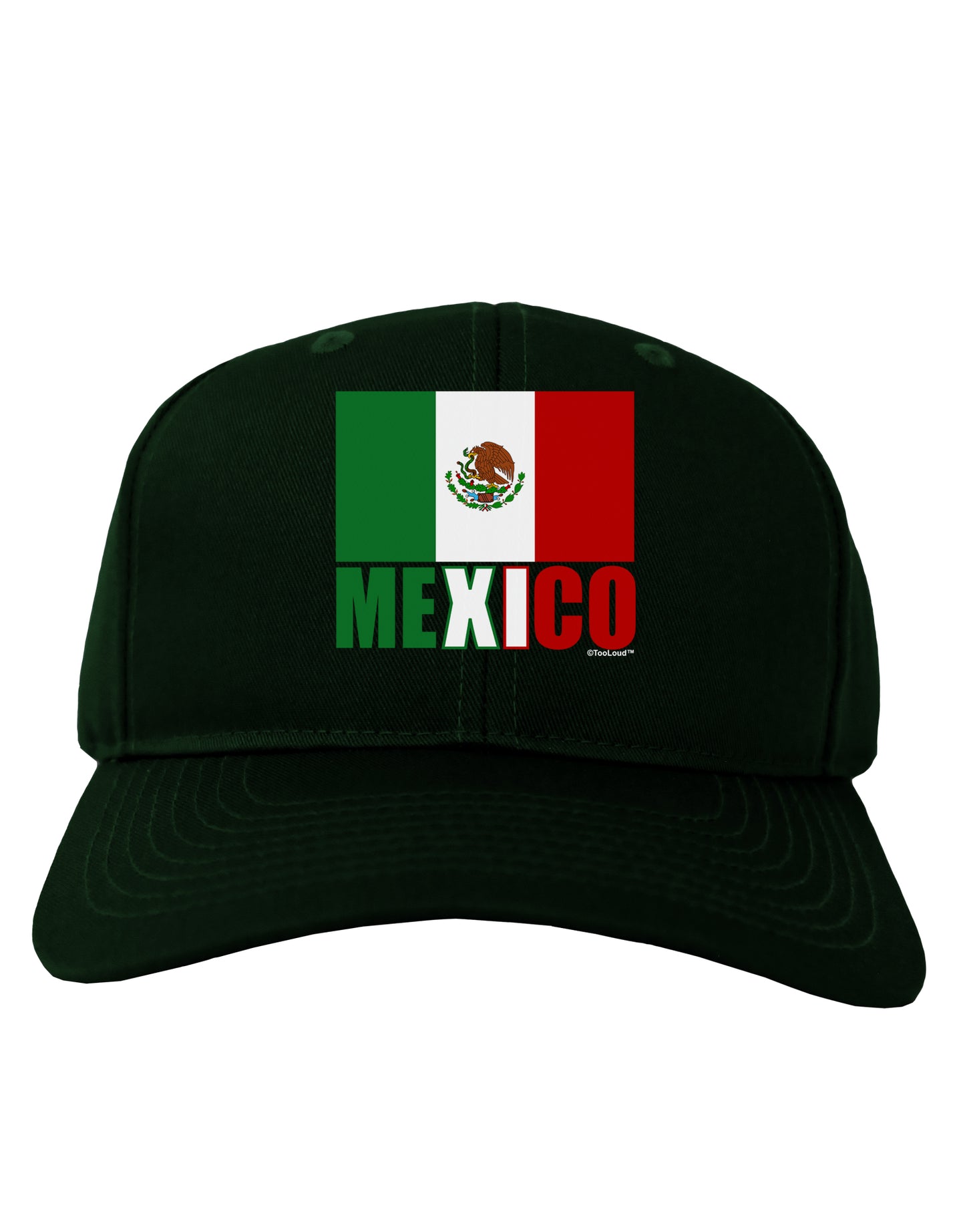 Mexican Flag - Mexico Text Adult Dark Baseball Cap Hat by TooLoud-Baseball Cap-TooLoud-Hunter-Green-One Size-Davson Sales