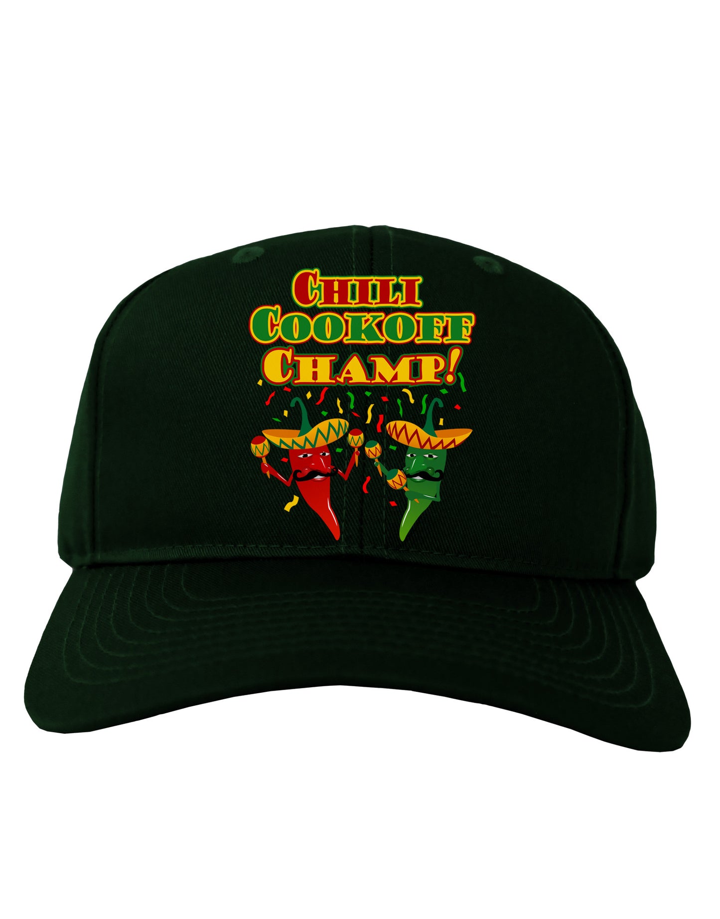 Chili Cookoff Champ! Chile Peppers Adult Dark Baseball Cap Hat-Baseball Cap-TooLoud-Hunter-Green-One Size-Davson Sales