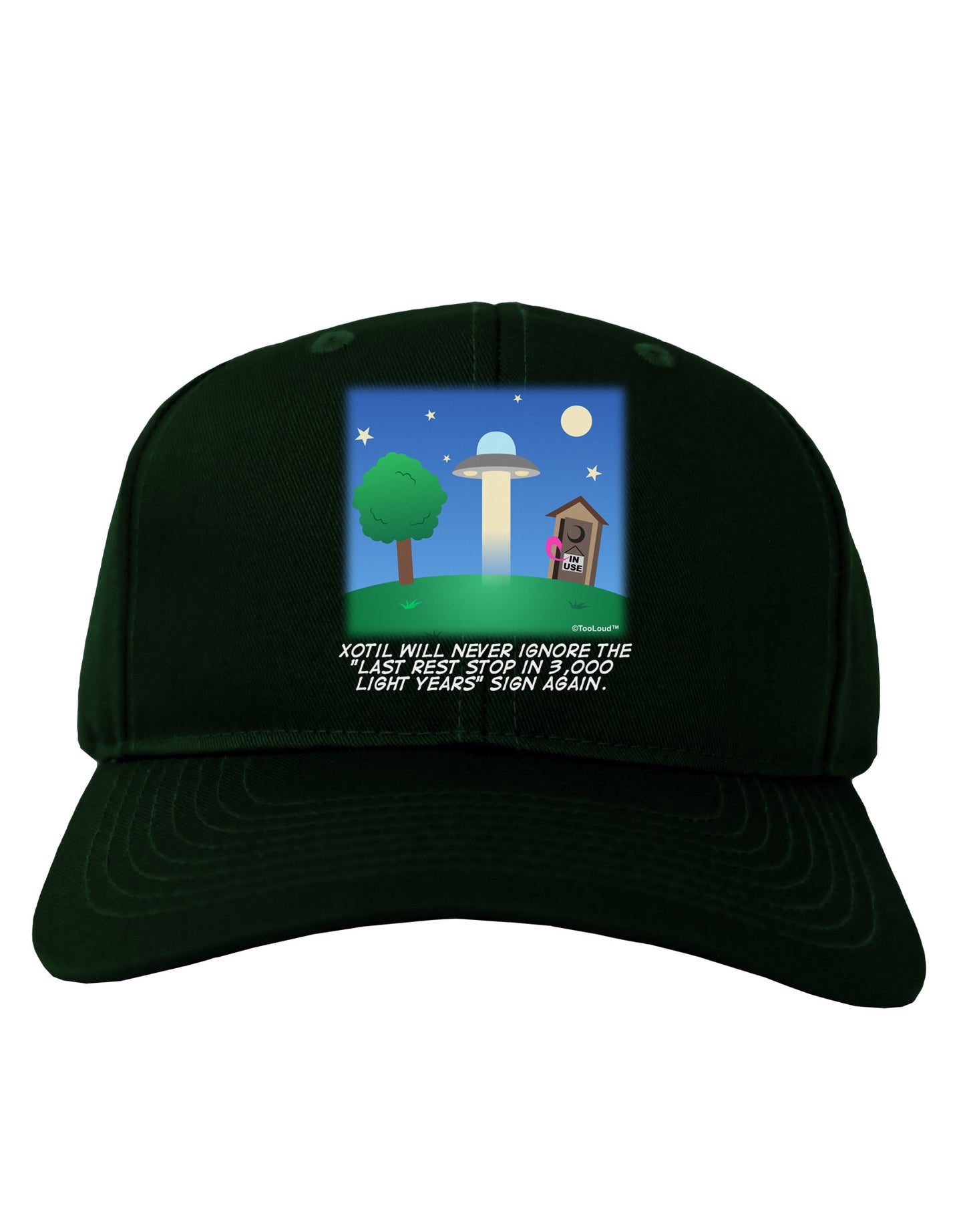 UFO Stopping At an Out-house Text Adult Dark Baseball Cap Hat by TooLoud-Baseball Cap-TooLoud-Hunter-Green-One Size-Davson Sales