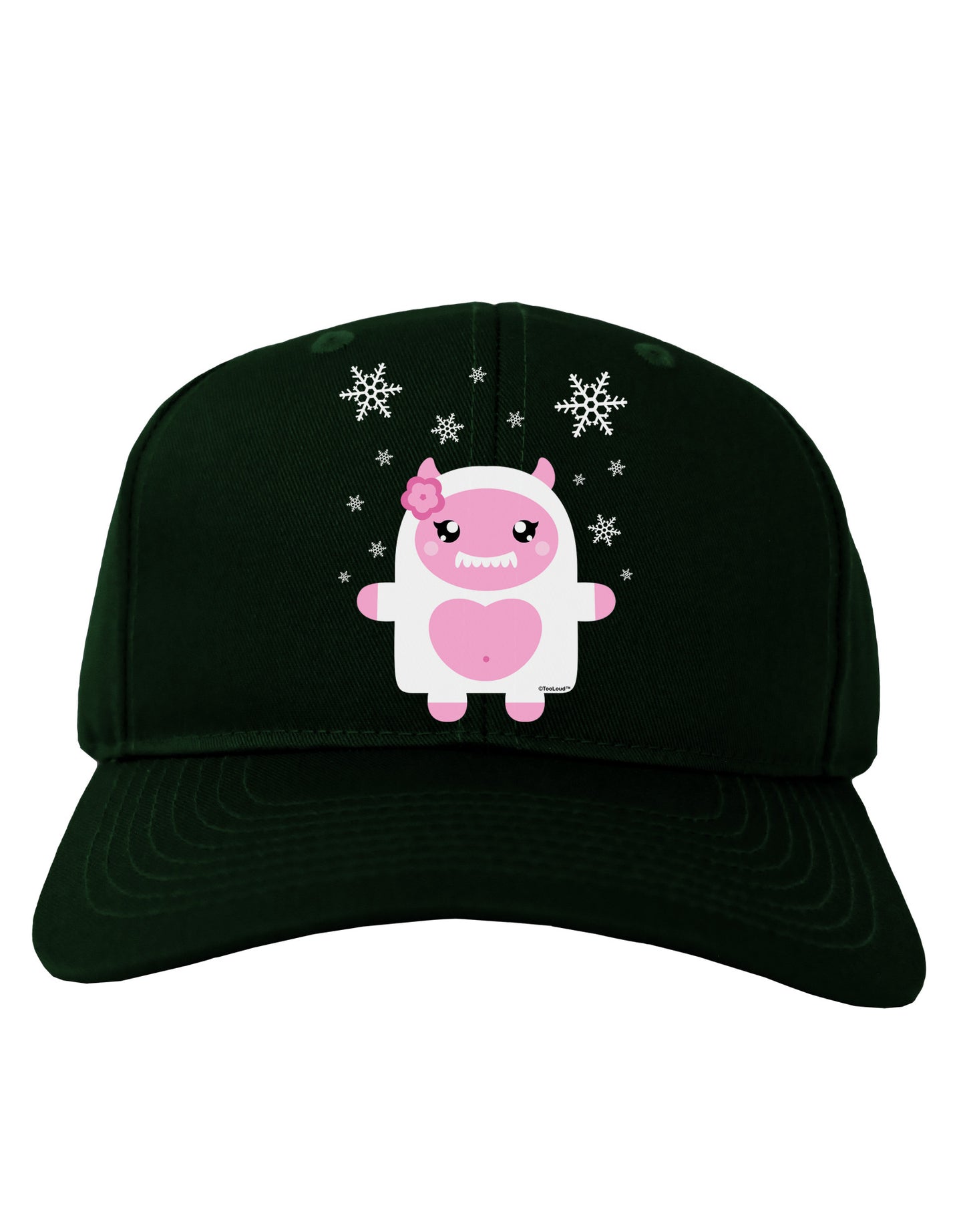 Cute Abominable Snowman Girl Yeti - Christmas Adult Dark Baseball Cap Hat-Baseball Cap-TooLoud-Hunter-Green-One Size-Davson Sales