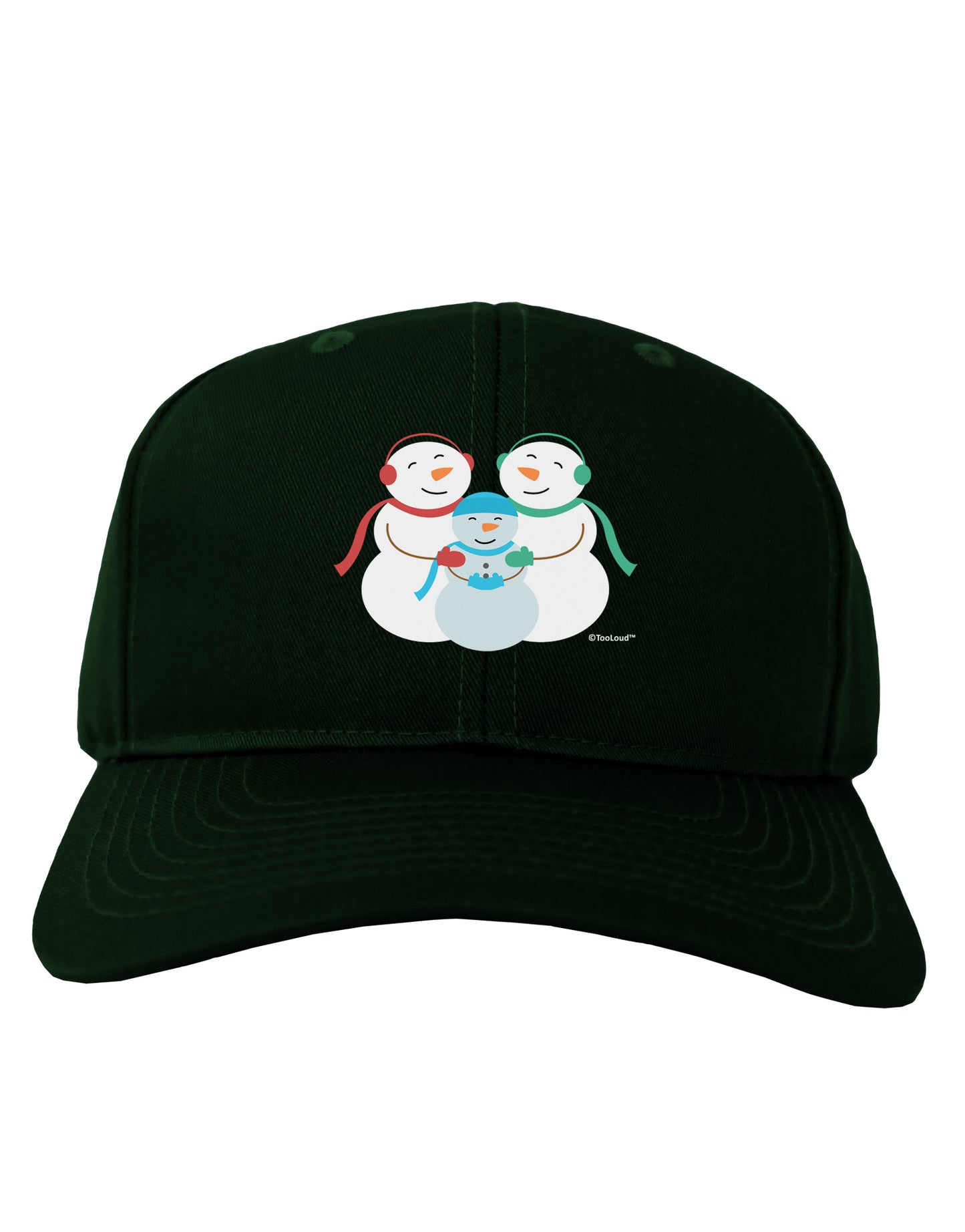 Cute Snowman Family with Boy Adult Dark Baseball Cap Hat by TooLoud-Baseball Cap-TooLoud-Hunter-Green-One Size-Davson Sales