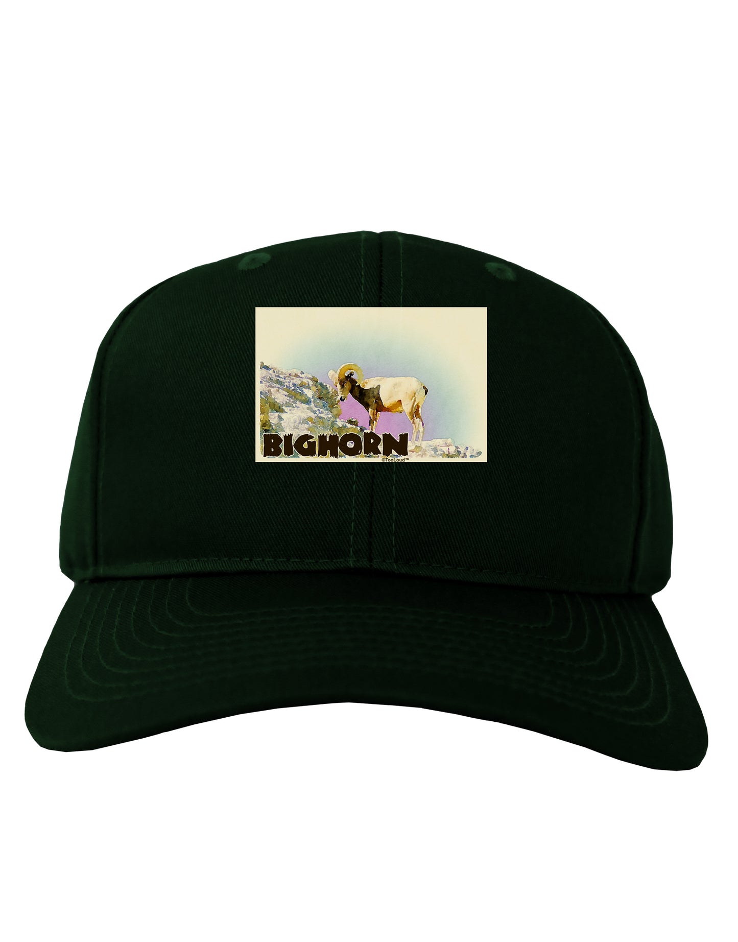 Bighorn Ram WatercolorText Adult Dark Baseball Cap Hat-Baseball Cap-TooLoud-Hunter-Green-One Size-Davson Sales