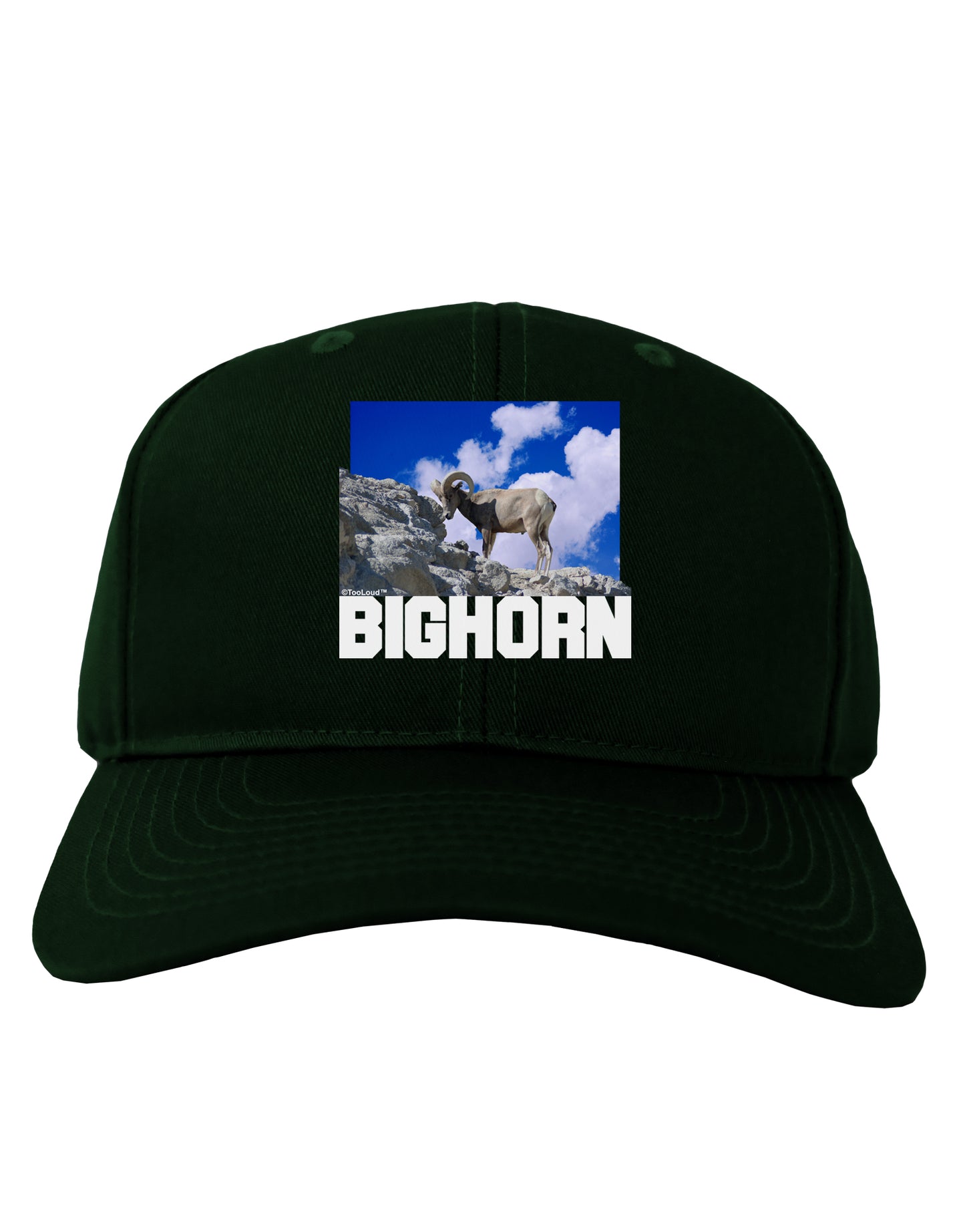 Bighorn Ram Text Adult Dark Baseball Cap Hat-Baseball Cap-TooLoud-Hunter-Green-One Size-Davson Sales