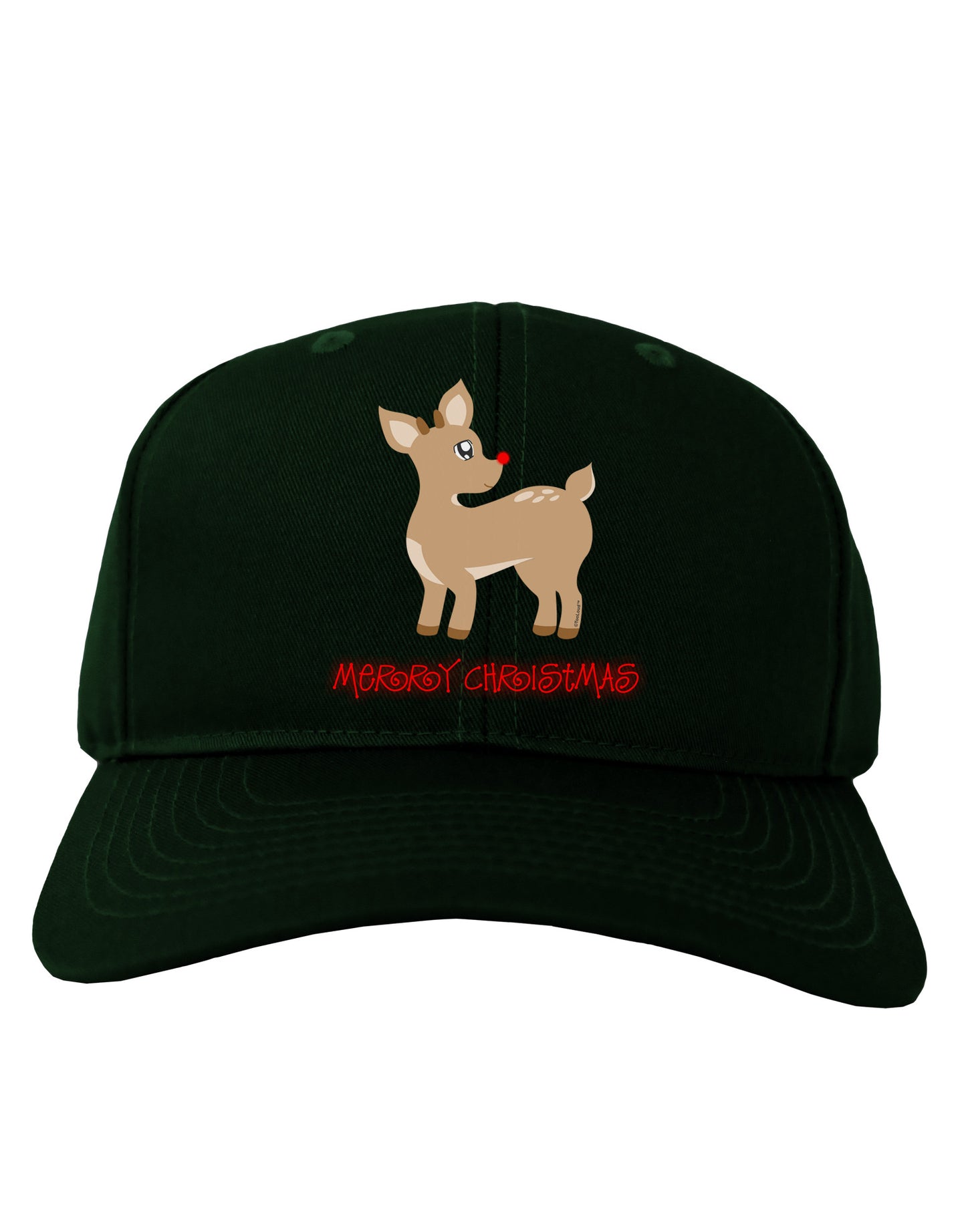 Cute Rudolph the Reindeer - Merry Christmas Adult Dark Baseball Cap Hat by TooLoud-Baseball Cap-TooLoud-Hunter-Green-One Size-Davson Sales