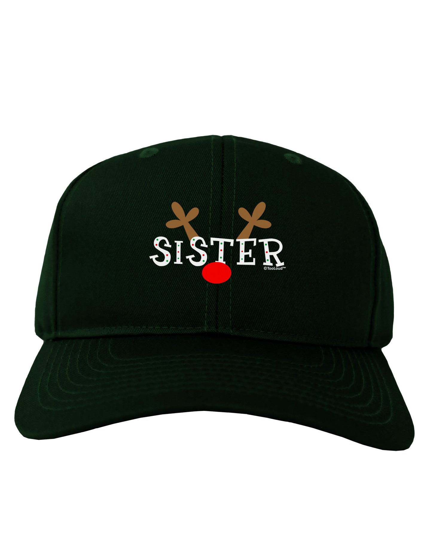 Matching Family Christmas Design - Reindeer - Sister Adult Dark Baseball Cap Hat by TooLoud-Baseball Cap-TooLoud-Hunter-Green-One Size-Davson Sales