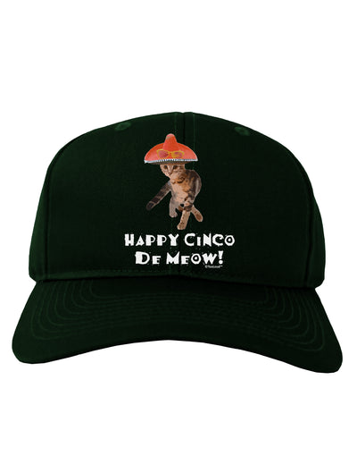 Cat with Pink Sombrero - Happy Cinco de Meow Adult Dark Baseball Cap Hat by TooLoud-Baseball Cap-TooLoud-Hunter-Green-One Size-Davson Sales