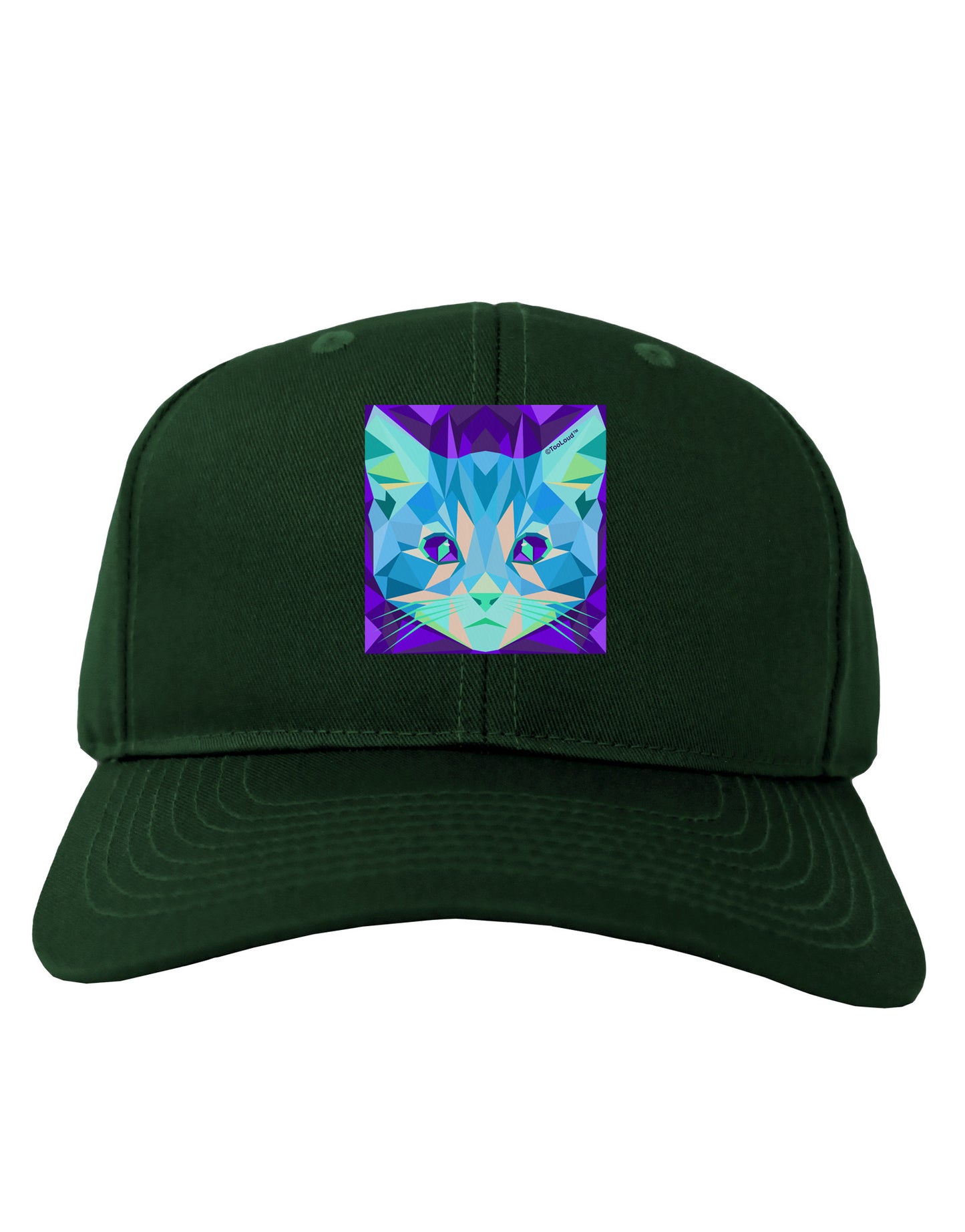 Geometric Kitty Inverted Adult Dark Baseball Cap Hat-Baseball Cap-TooLoud-Hunter-Green-One Size-Davson Sales