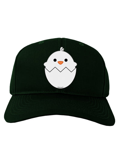 Cute Hatching Chick - White Adult Dark Baseball Cap Hat by TooLoud-Baseball Cap-TooLoud-Hunter-Green-One Size-Davson Sales