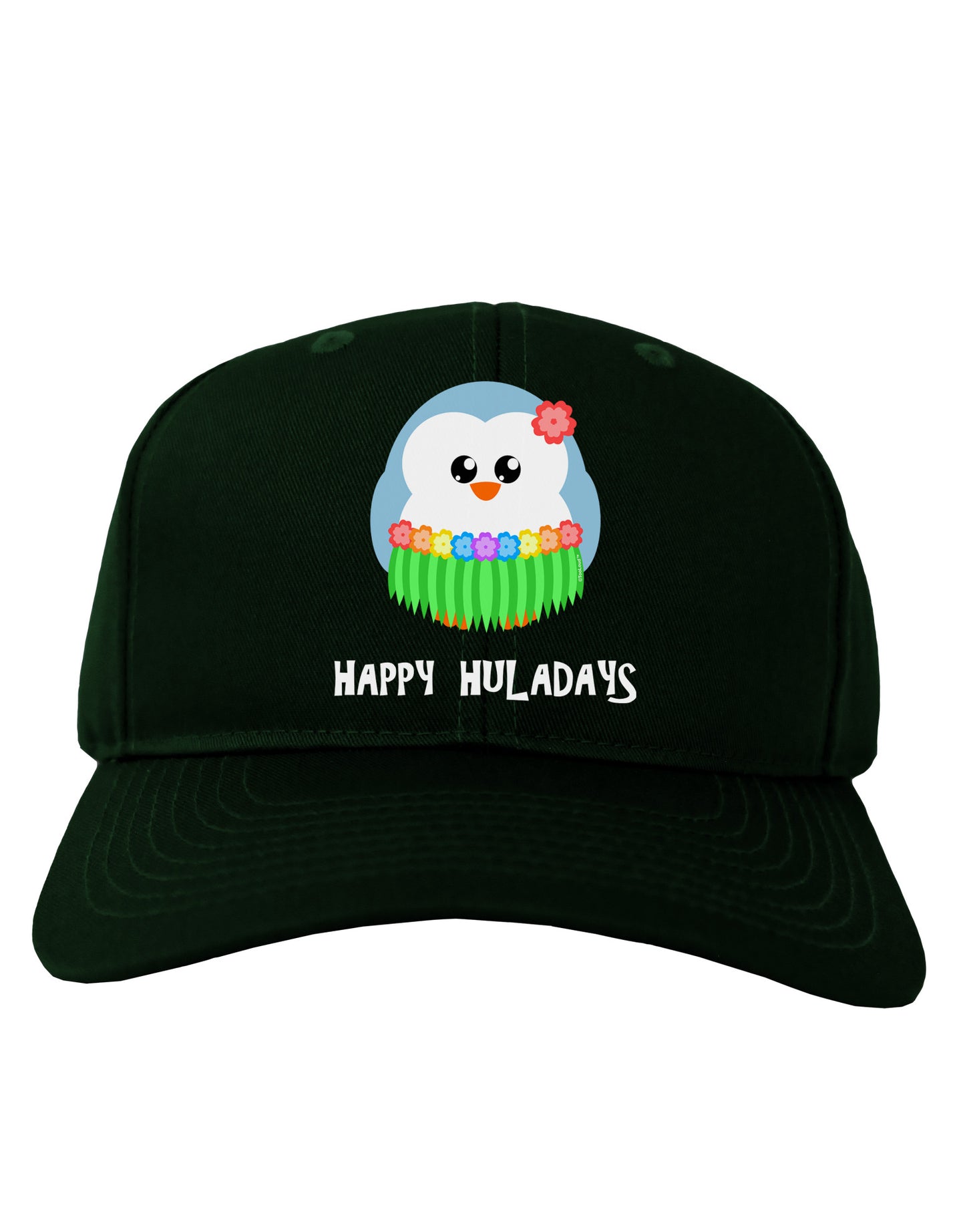 Happy Huladays Holiday Penguin - Christmas Adult Dark Baseball Cap Hat-Baseball Cap-TooLoud-Hunter-Green-One Size-Davson Sales
