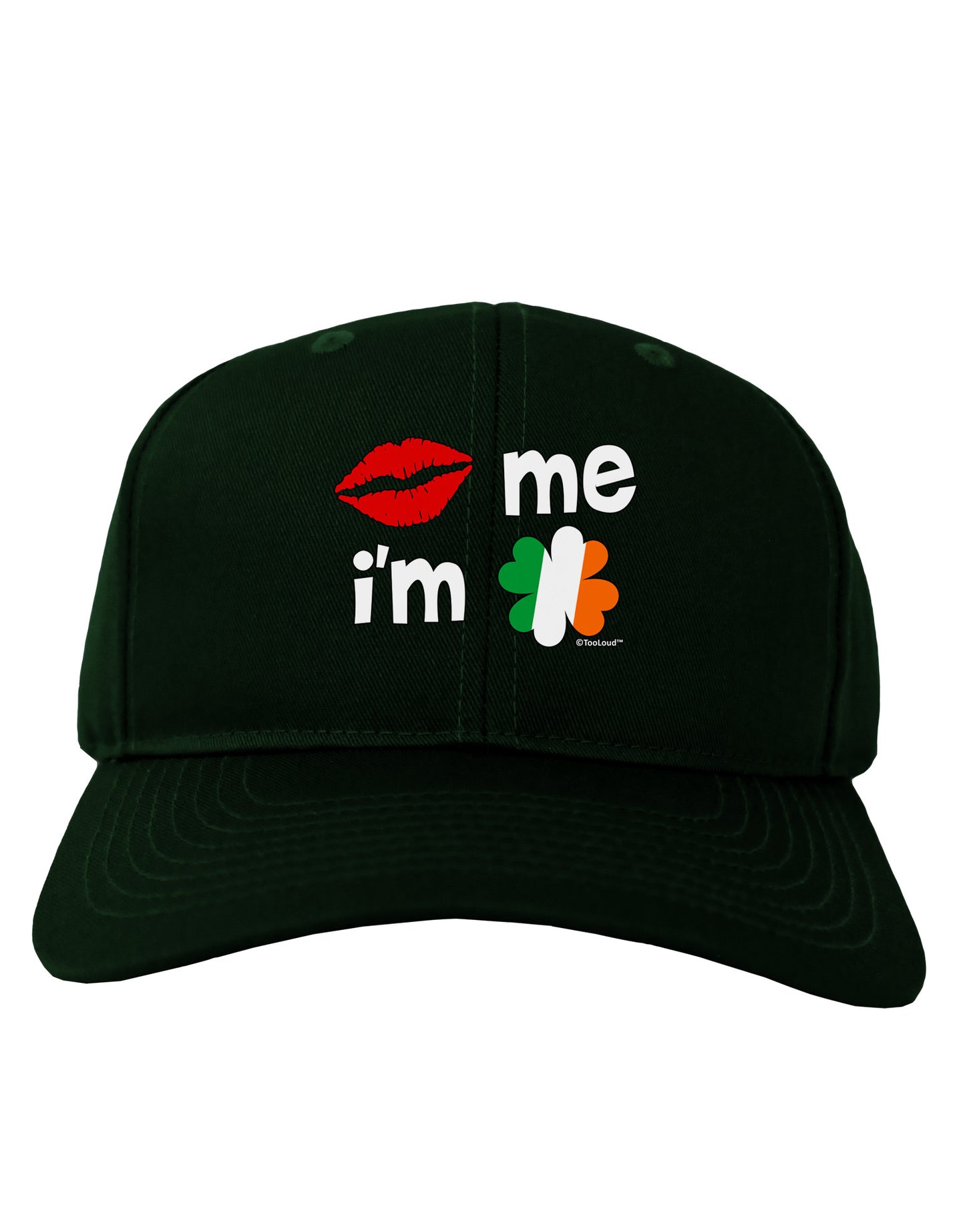 Kiss and Irish Flag Shamrock - Kiss Me I'm Irish Adult Dark Baseball Cap Hat by TooLoud-Baseball Cap-TooLoud-Hunter-Green-One Size-Davson Sales