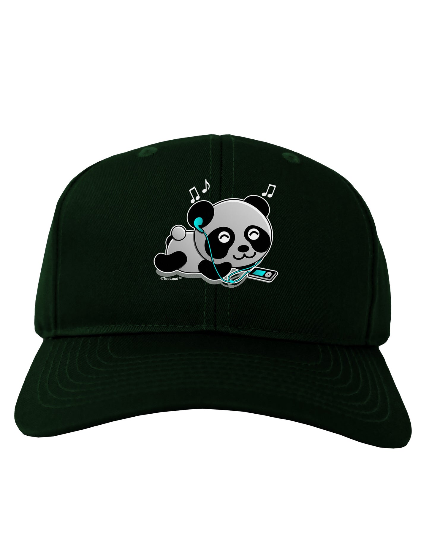Cute Panda With Ear Buds Adult Dark Baseball Cap Hat-Baseball Cap-TooLoud-Hunter-Green-One Size-Davson Sales