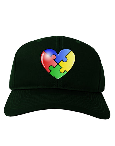 Big Puzzle Heart - Autism Awareness Adult Dark Baseball Cap Hat by TooLoud-Baseball Cap-TooLoud-Hunter-Green-One Size-Davson Sales