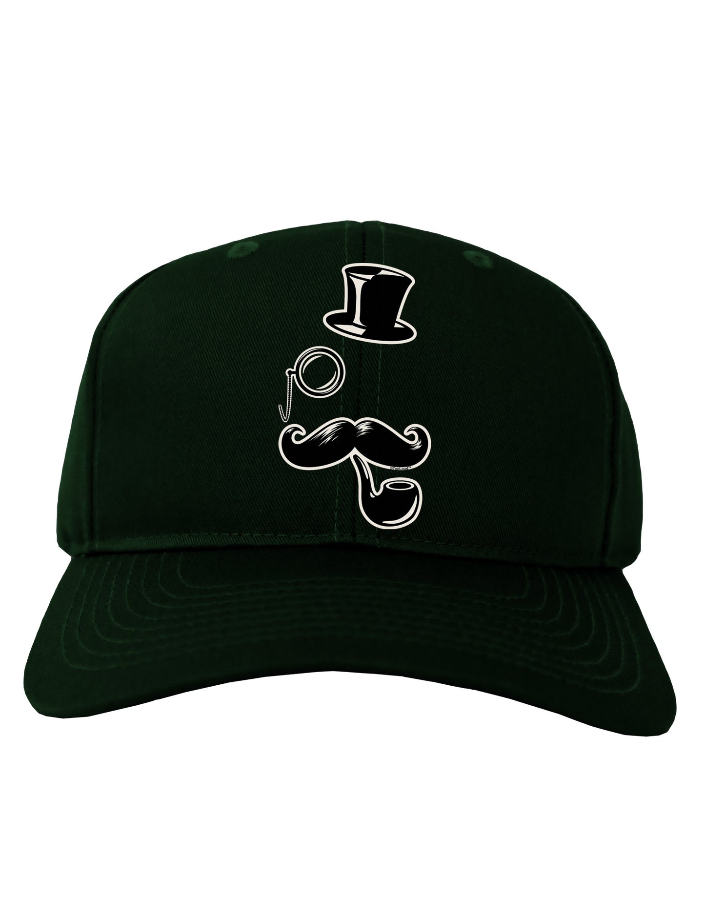 Tophat Mustache Pipe and Monocle Adult Dark Baseball Cap Hat-Baseball Cap-TooLoud-Hunter-Green-One Size-Davson Sales