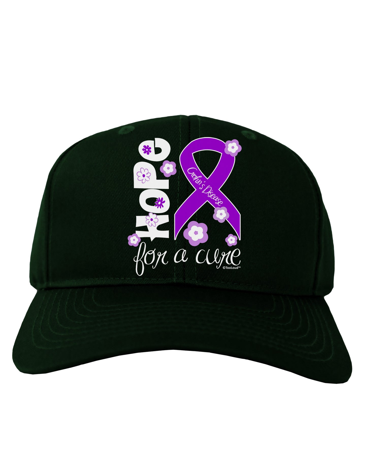 Hope for a Cure - Purple Ribbon Crohn?ÇÖs Disease - Flowers Adult Dark Baseball Cap Hat-Baseball Cap-TooLoud-Hunter-Green-One Size-Davson Sales