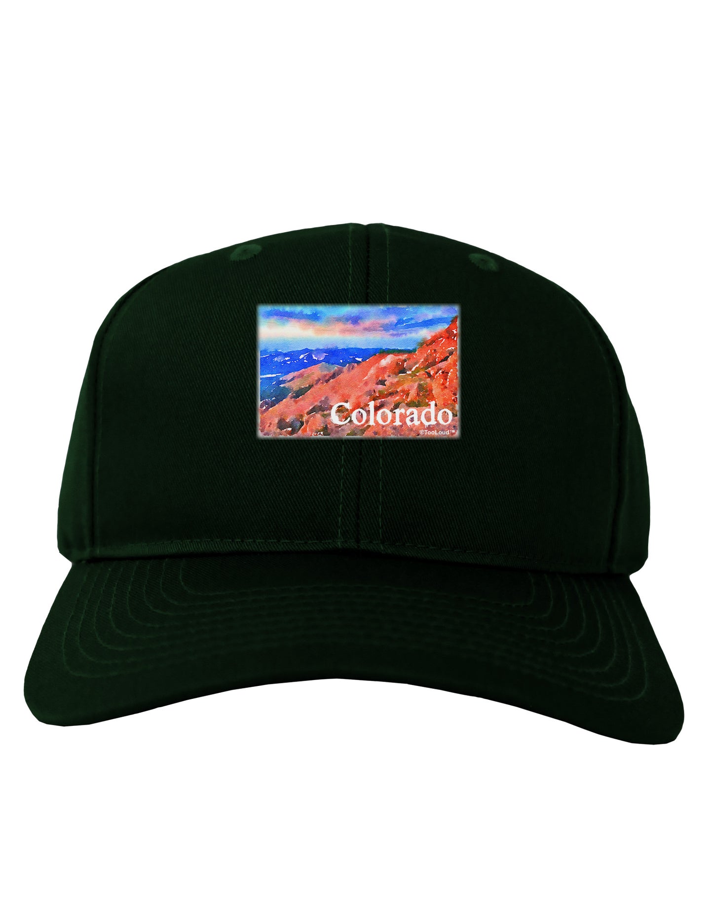 Colorado Mtn Sunset Soaked WaterColor Adult Dark Baseball Cap Hat-Baseball Cap-TooLoud-Hunter-Green-One Size-Davson Sales