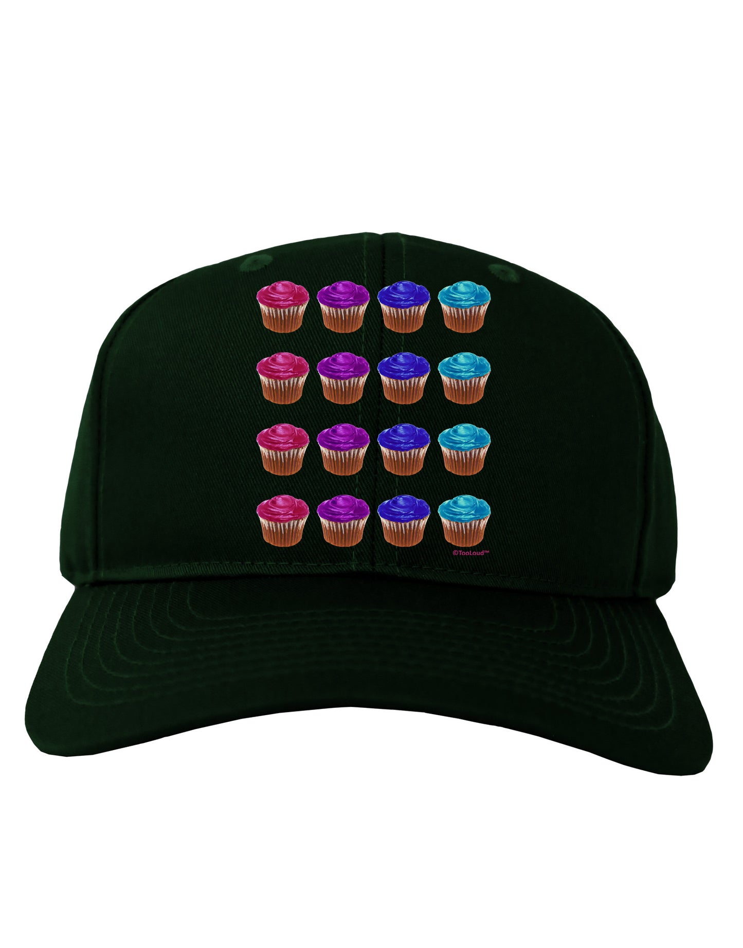 Colorful Cupcake Pattern Adult Dark Baseball Cap Hat by TooLoud-Baseball Cap-TooLoud-Hunter-Green-One Size-Davson Sales