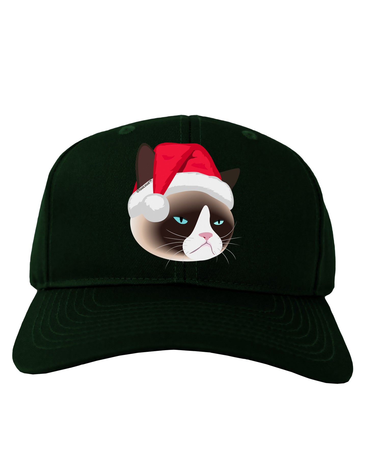 Santa Hat Disgruntled Siamese Cat Adult Dark Baseball Cap Hat by-Baseball Cap-TooLoud-Hunter-Green-One Size-Davson Sales
